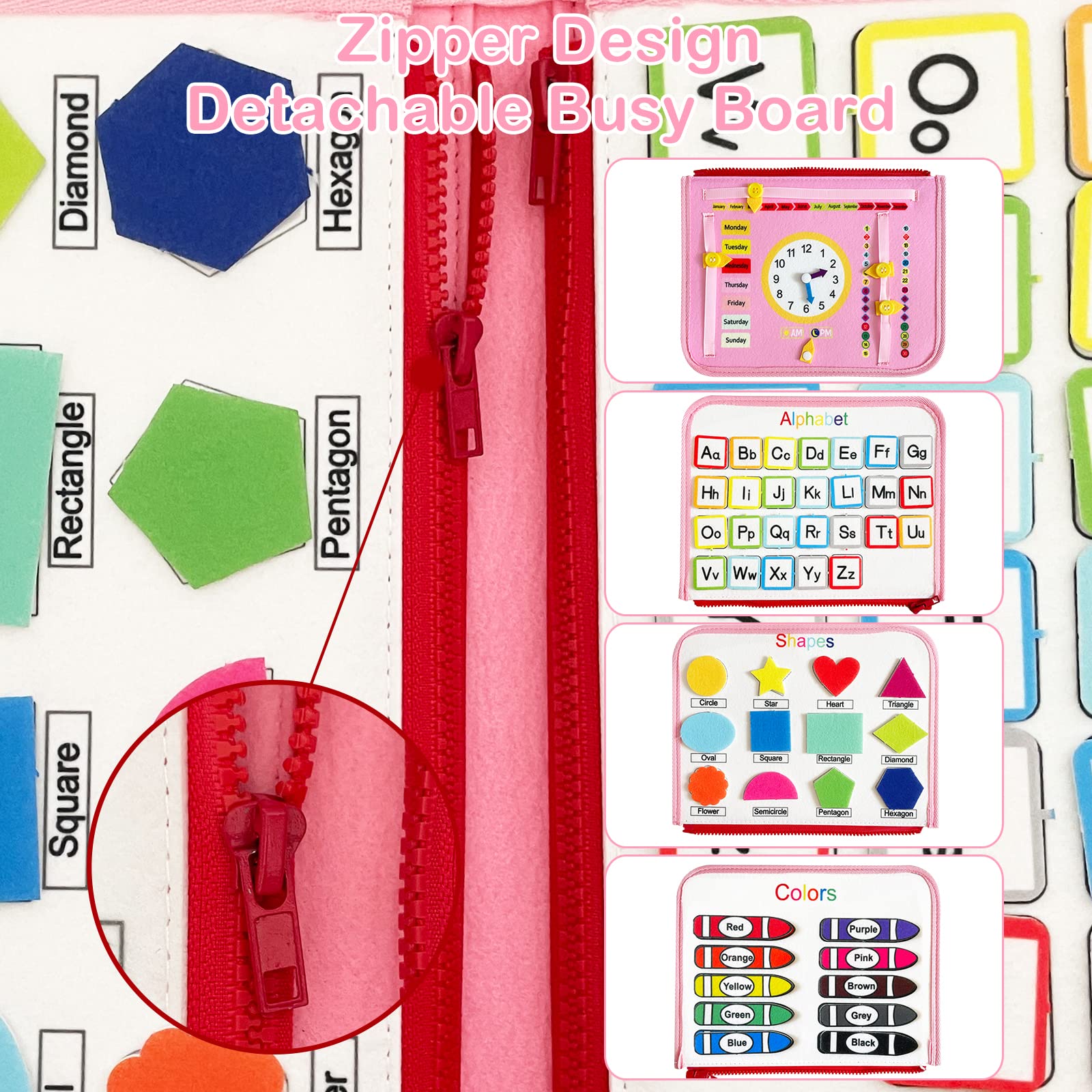 Busy Board Montessori 3 ans Jouets éducatifs 5 Couches Planche Apprendre Compétences Vie Garçon Fille Bébé Rose