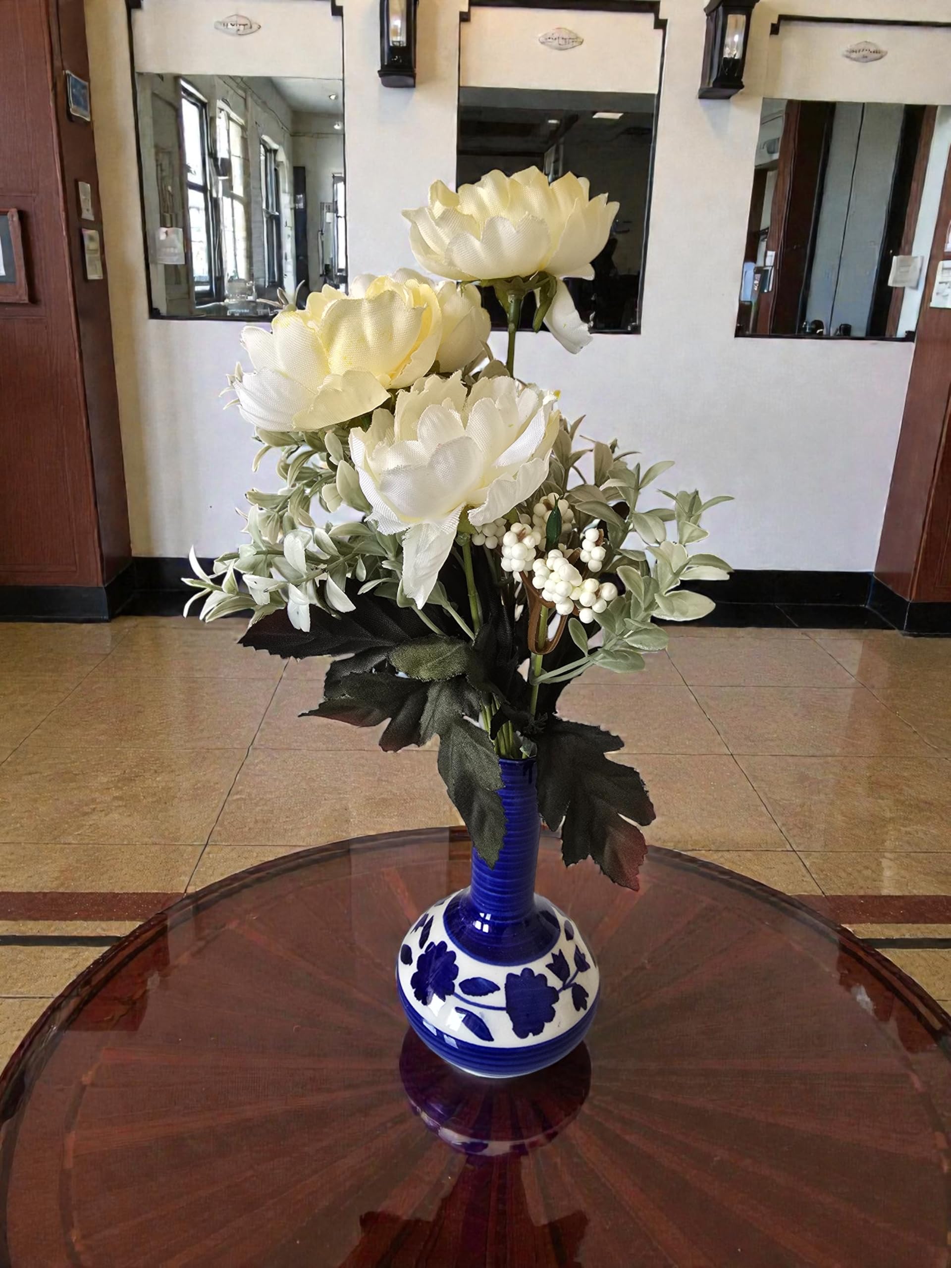 NEW Trend Craft. Ceramic Bud Vase, Blue and White Floral Pattern, Small Decorative Vase with Long Neck (Flowers Not Included)-image-26