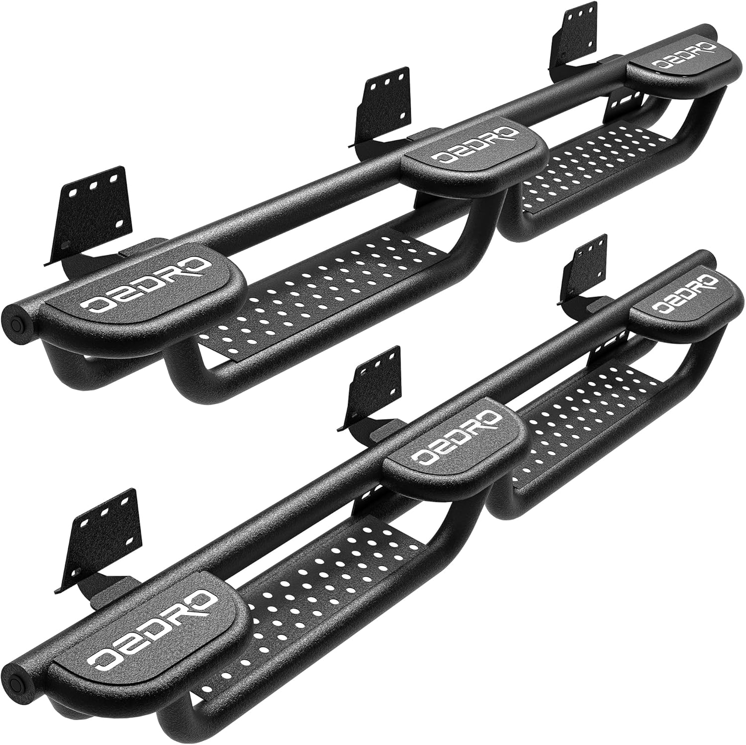 OEDRO Running Boards Compatible with 2019-2026 Dodge Ram 1500 New Body Crew Cab (Not fit 1500 Classic), Bed Access Side Steps, Two Stairs Nerf Bars Black Powder Coated