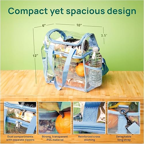 Miniatura 10 de Bolsa de almuerzo transparente, aprobada por estadios, resistente, grande, reutilizable, material de PVC