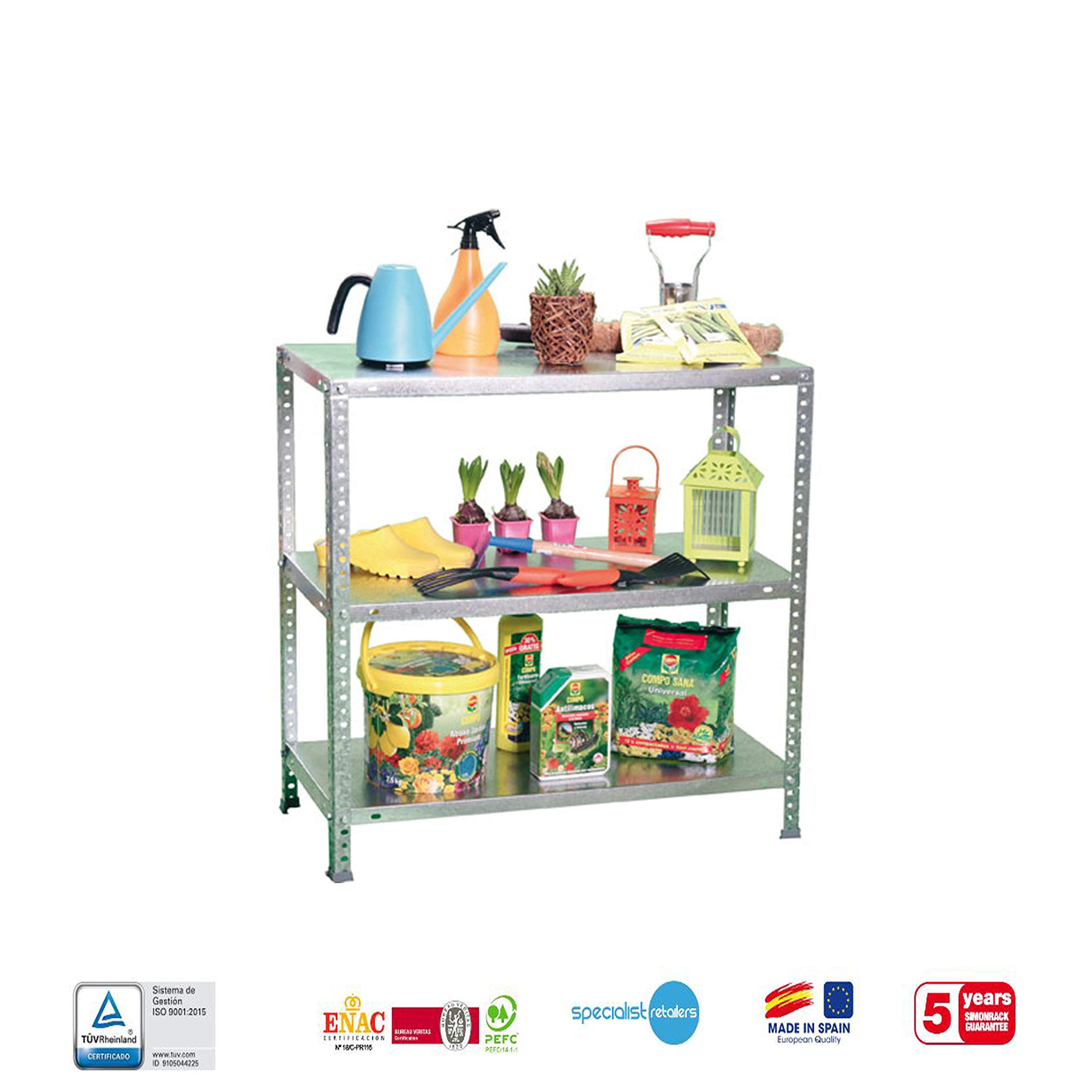 Simon Rack Estanteria Metalica 900x900x300 mm, 3 Alturas, Bandeja Metal, 75 kg de Punto Flexión, Estanteria Almacenaje, Galvanizado - Advantage — view 9