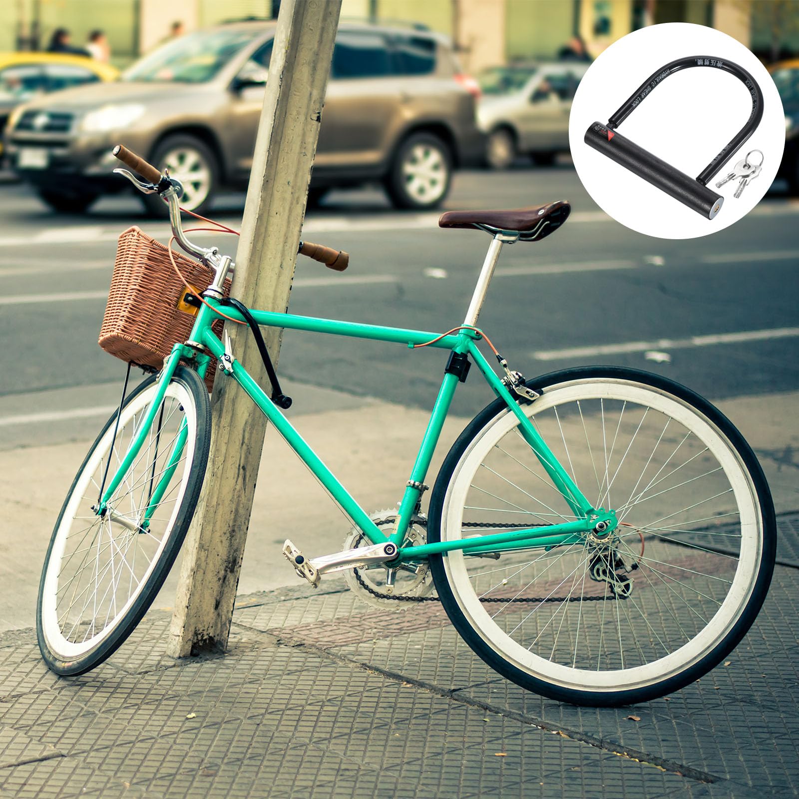 PATIKIL U-Lock - Candado de bicicleta con llave, paquete de 2 candados antirrobo para bicicleta, aleación de zinc de 15 mm, bloqueo de alta seguridad para bicicletas, scooters, ruedas de motocicleta,