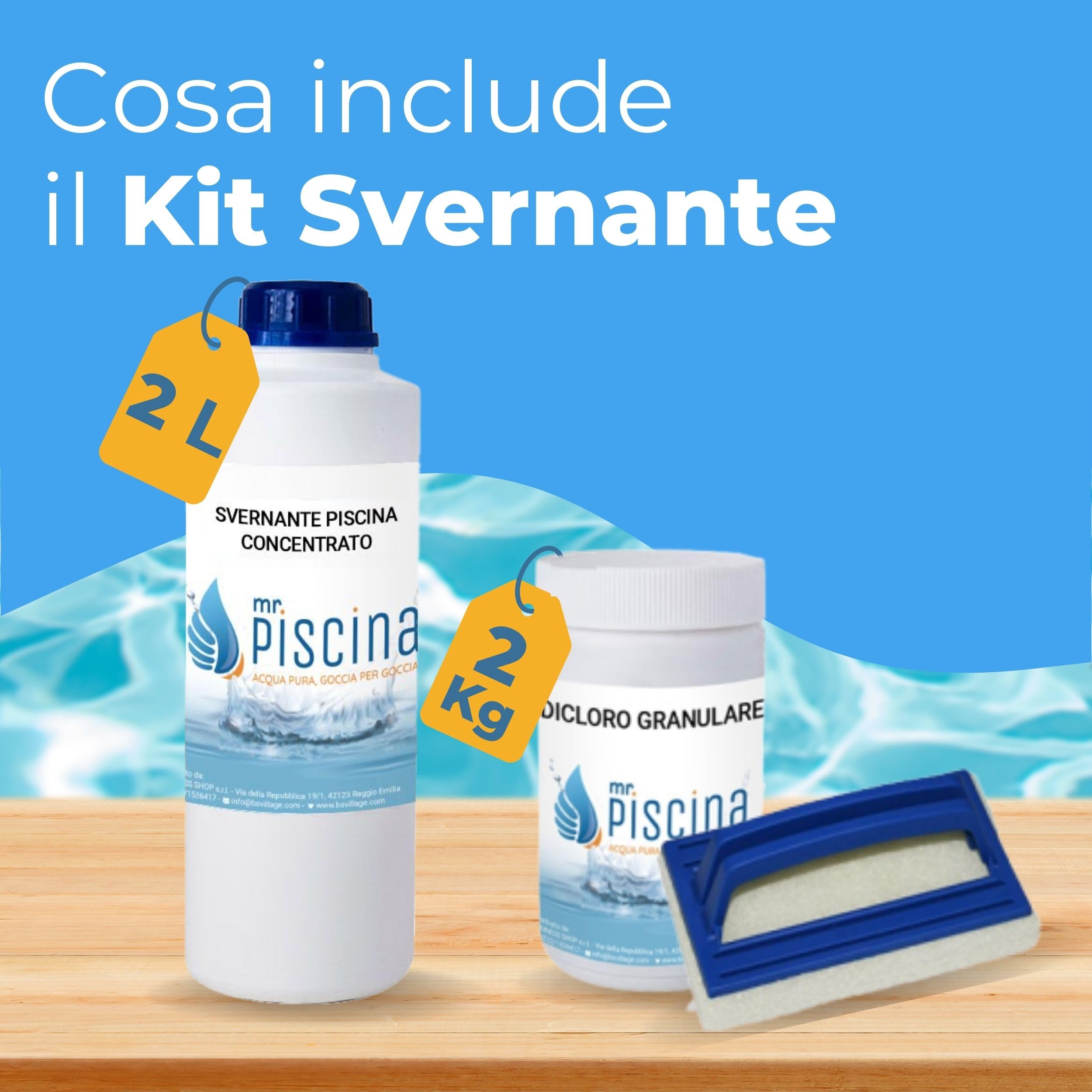 Kit Svernamento Professionale per Piscina, Set Completo Chiusura Invernale con Svernante, Dicloro Shock, pH Meno e Accessori, Valigetta Salvaspazio, per Piscine fino a 40 m³