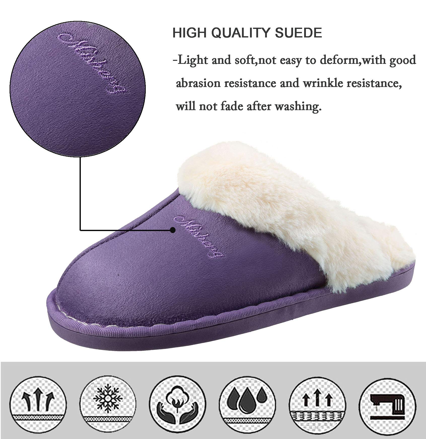 Inverno Pantofole Scamosciate da Donna Morbido Antiscivolo Scarpe Caldo Peluche Uomo Accogliente Memoria Schiuma Pantofole da Casa 34-45EU