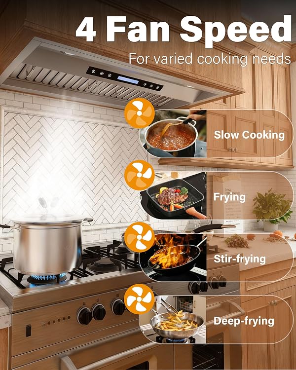 FLYPINE 36 inch Built in/Insert Range Hood 900 CFM, Stainless Steel by FlyPine - Image 7