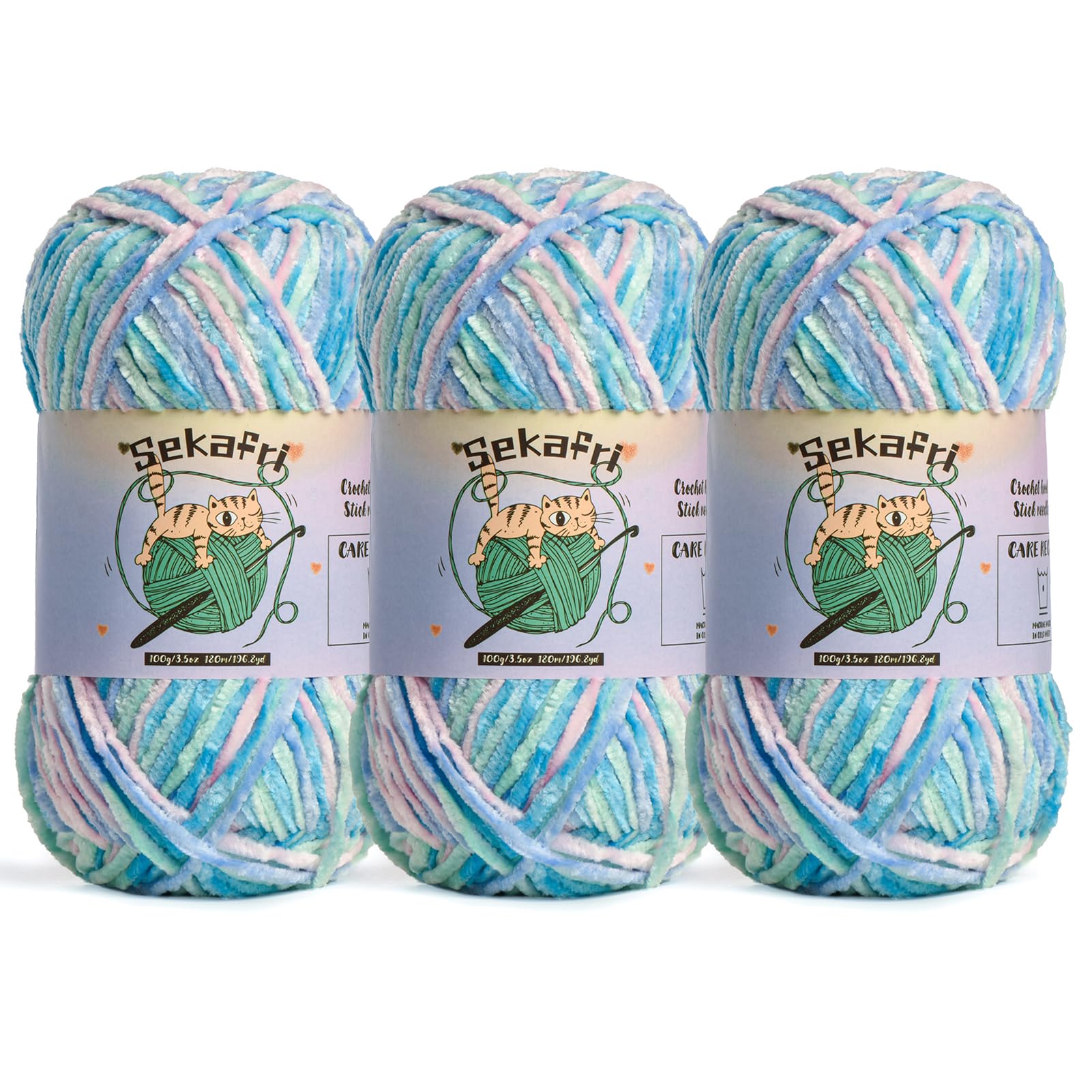 Fuzzy Chenille Yarn for Crocheting Amigurumi Yarn 3 Candyfloss