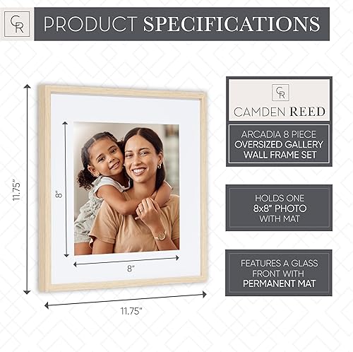 Miniatura 10 de Camden Reed Arcadia - Juego de marcos de pared de gran tamaño para galería, 8 piezas, marcos mate de 16 x 20 y 16 x 16 pulgadas para fotos o