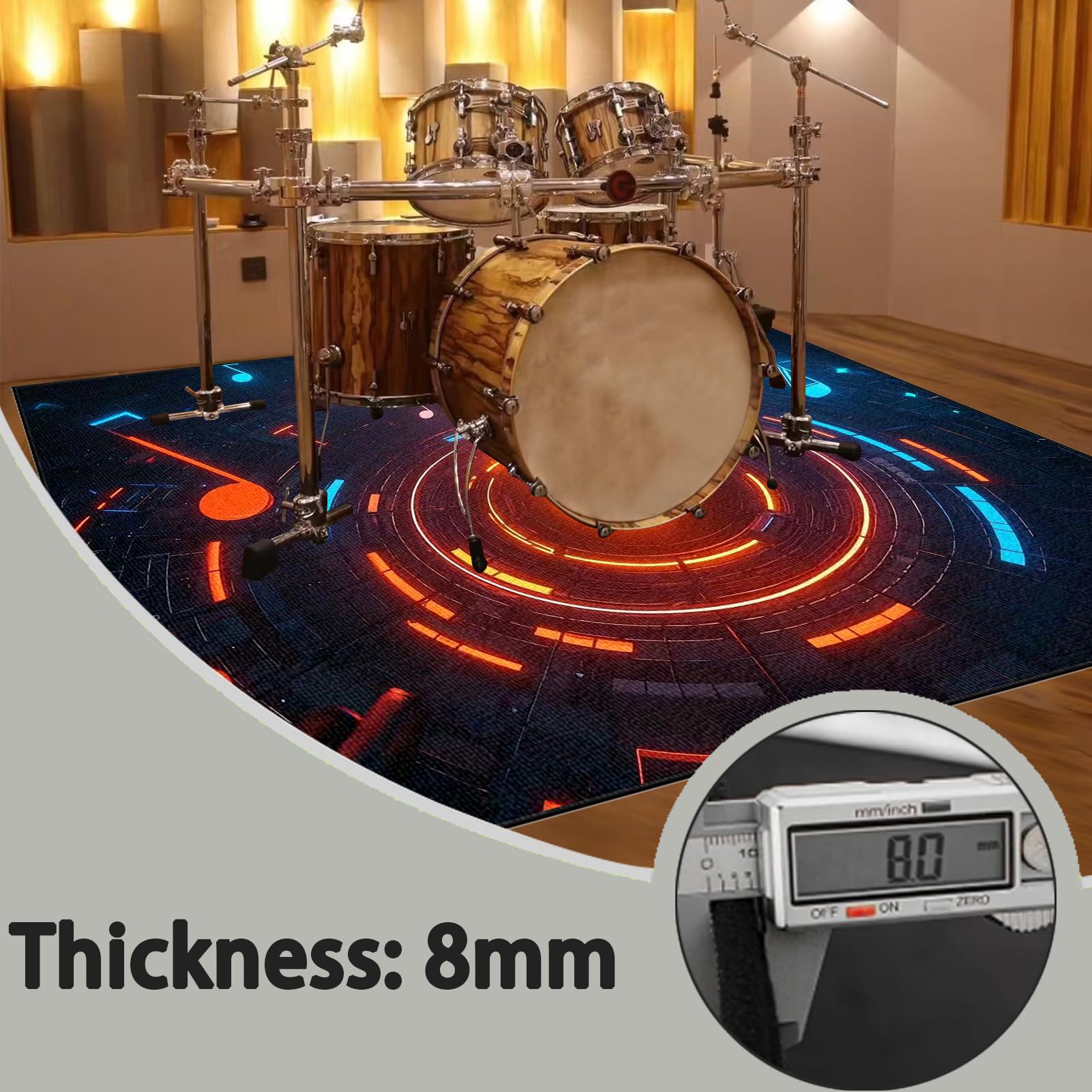 180 x 150 cm, dywan perkusyjny, dywan do perkusji, izolacja akustyczna, profesjonalny elektroniczny zestaw do perkusji jazzowej, perkusji basowej, werbla, perkusji i innych instrumentów