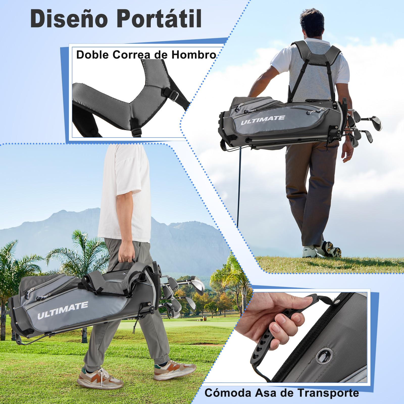 GOPLUS Juego Completo de Palos de Golf, Driver, Fairway, Hybrid y Bolsa, para Hombres y Adolescentes, Mano Derecha