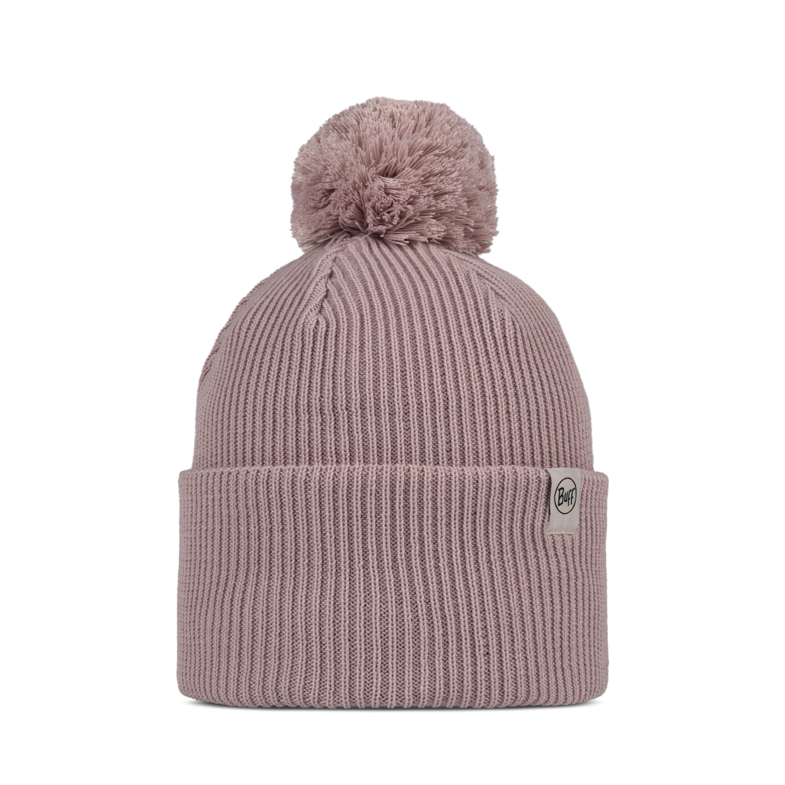 Buff Knitted Beanie Lilon Pom Rosewood Unisex Adult