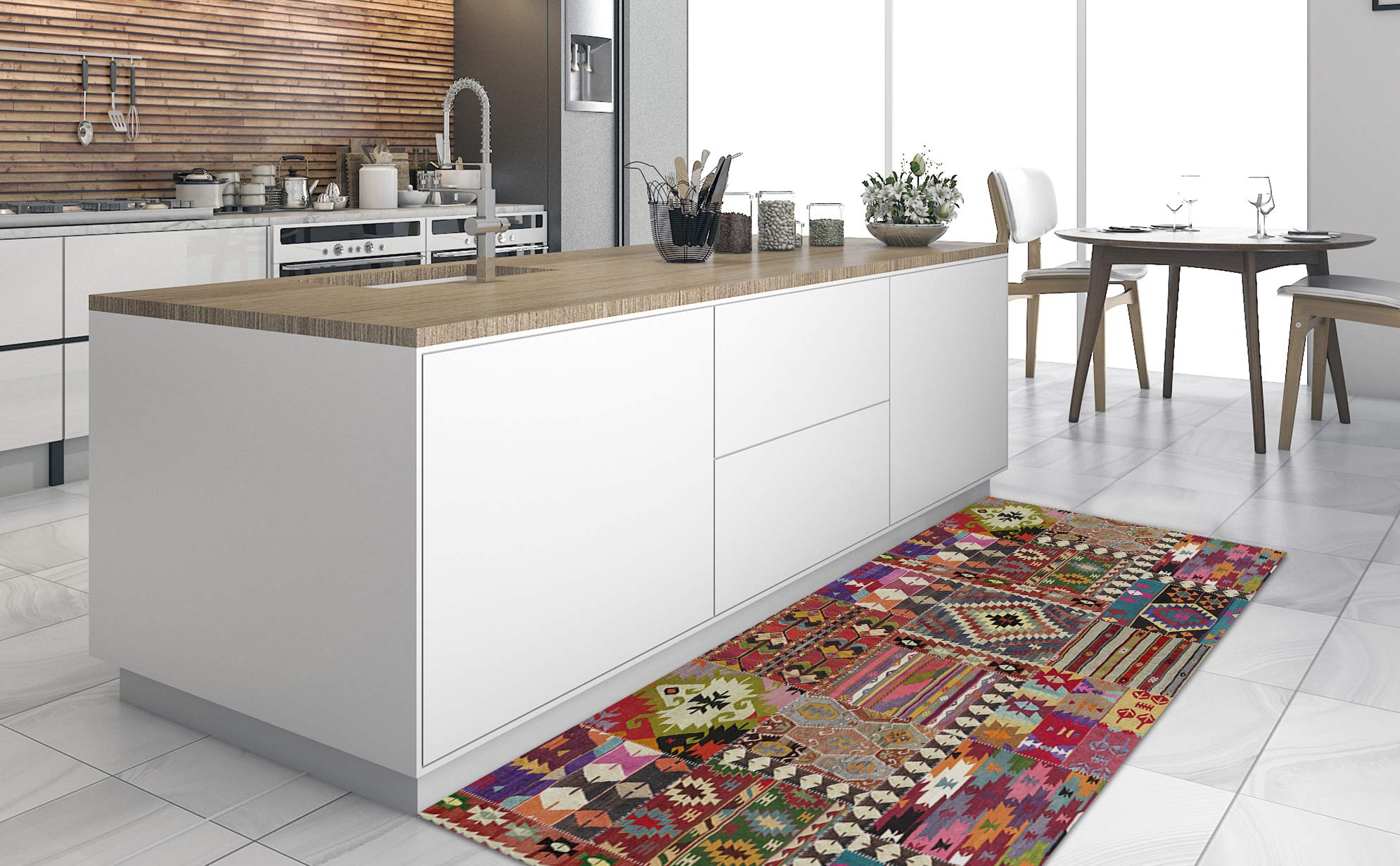 Vilber, Alfombra de Vinilo Antideslizante, Lavable e Impermeable, Fácil de Limpiar, Decorativa para Cocina, Pasillo, Entrada, Habitación y Salón. Multicolor. SHIRAZ 01 155x230 cm