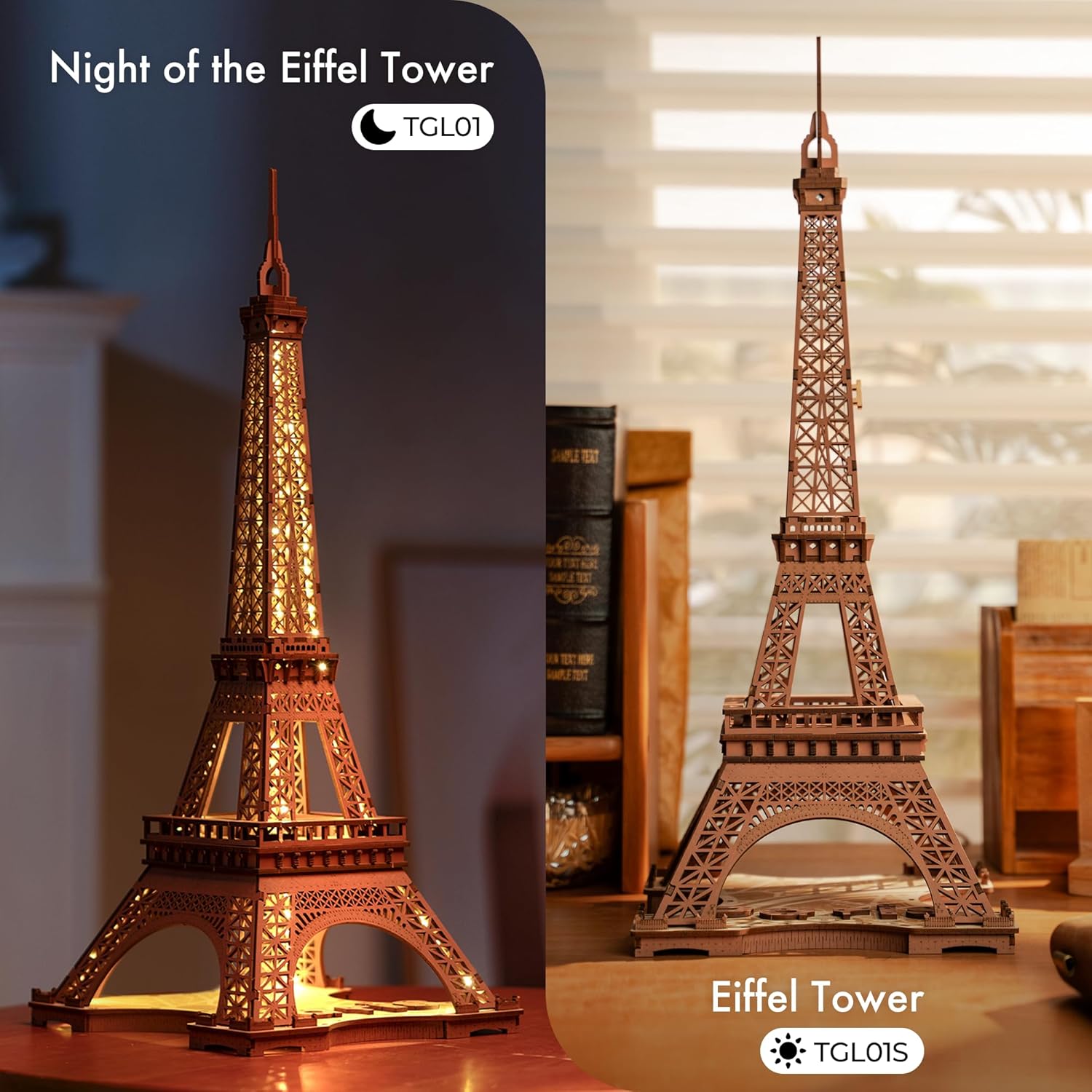 ROBOTIME Miniature House Kit DIY Mini Dollhouse Garage Workshop + 3D Puzzle for Adults DIY Model Building Kit Wooden Eiffel Tower
