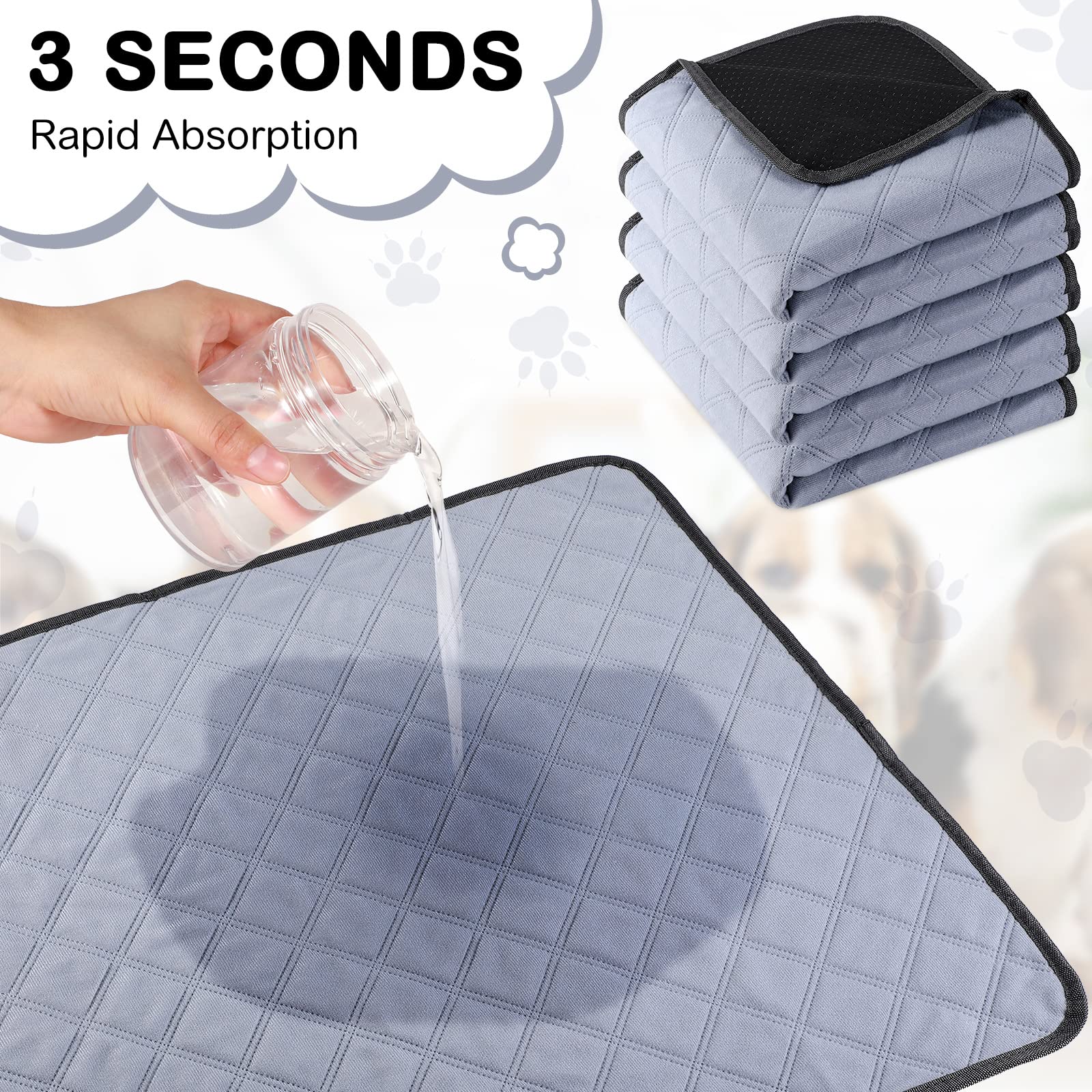 4 Pack Meerschweinchen Käfig Einlage Waschbare Welpen Unterlagen Wiederverwendbare Trainingsunterlagen PIPI Matte für Meerschweinchen Hamster Kleintiere (Pfote Stil, 91 x 104 cm)