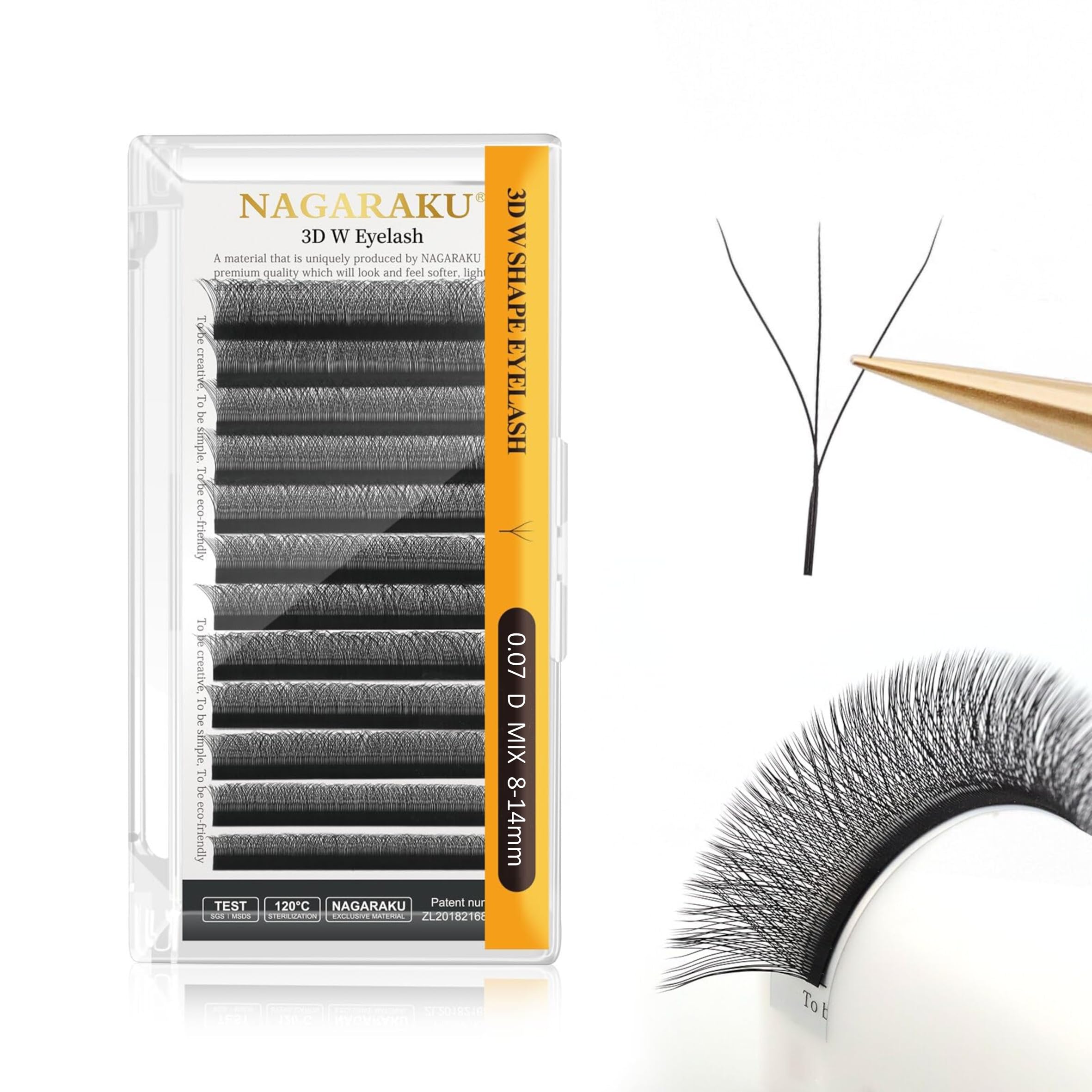 NAGARAKU W Eyelash Extension 3D Volume Premade Fan 0.07mm D curl 8-14mm mix from BELLE GAGA Matte Black Cluster Easy Fanning yy Eye Lashes-image-42