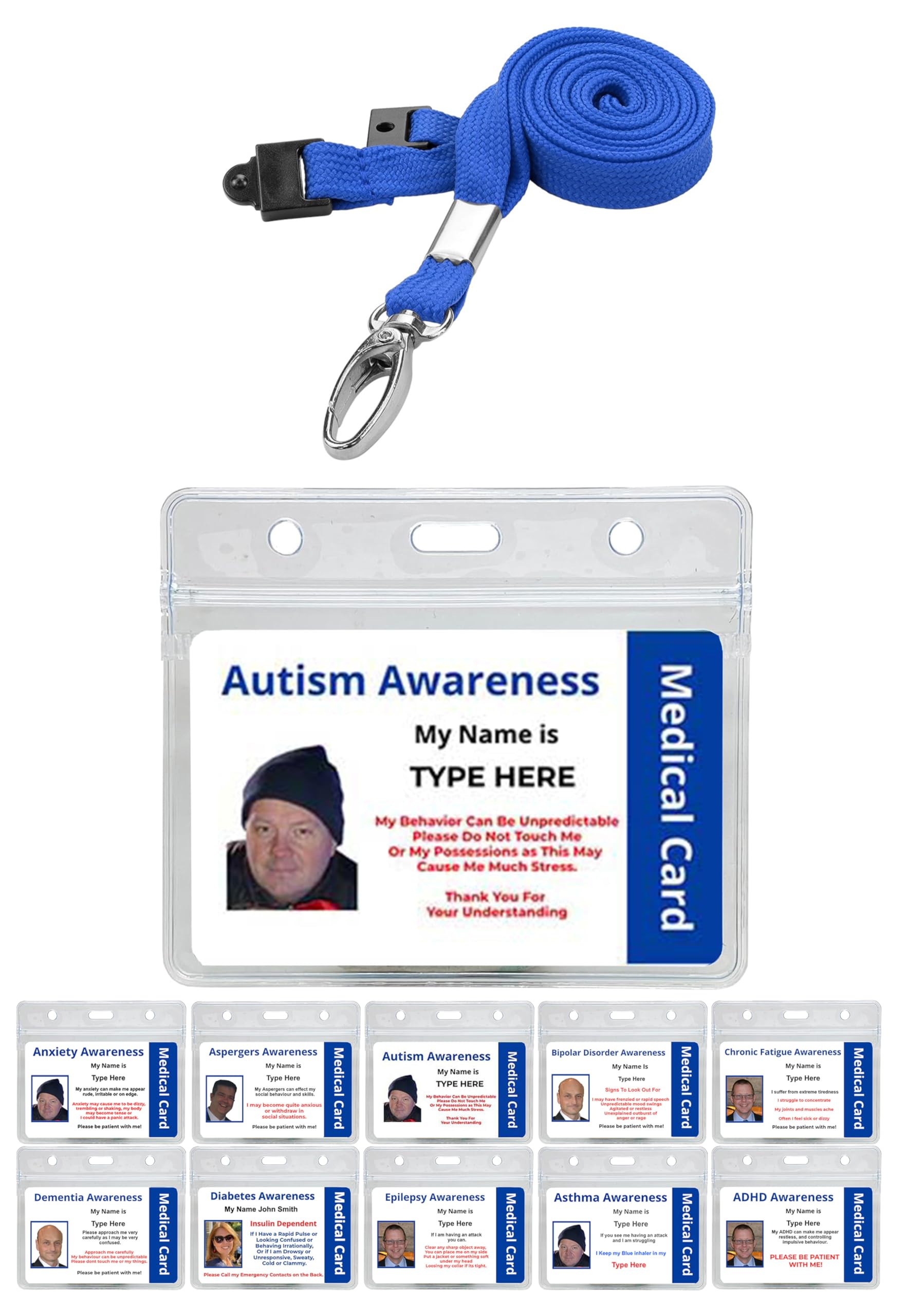 Quantum leap Autism Awareness Hidden Disability Lanyard Printed Plastic Photo ID Card Badge - with Blue Lanyard & Clear ID Card Pocket โ image 1