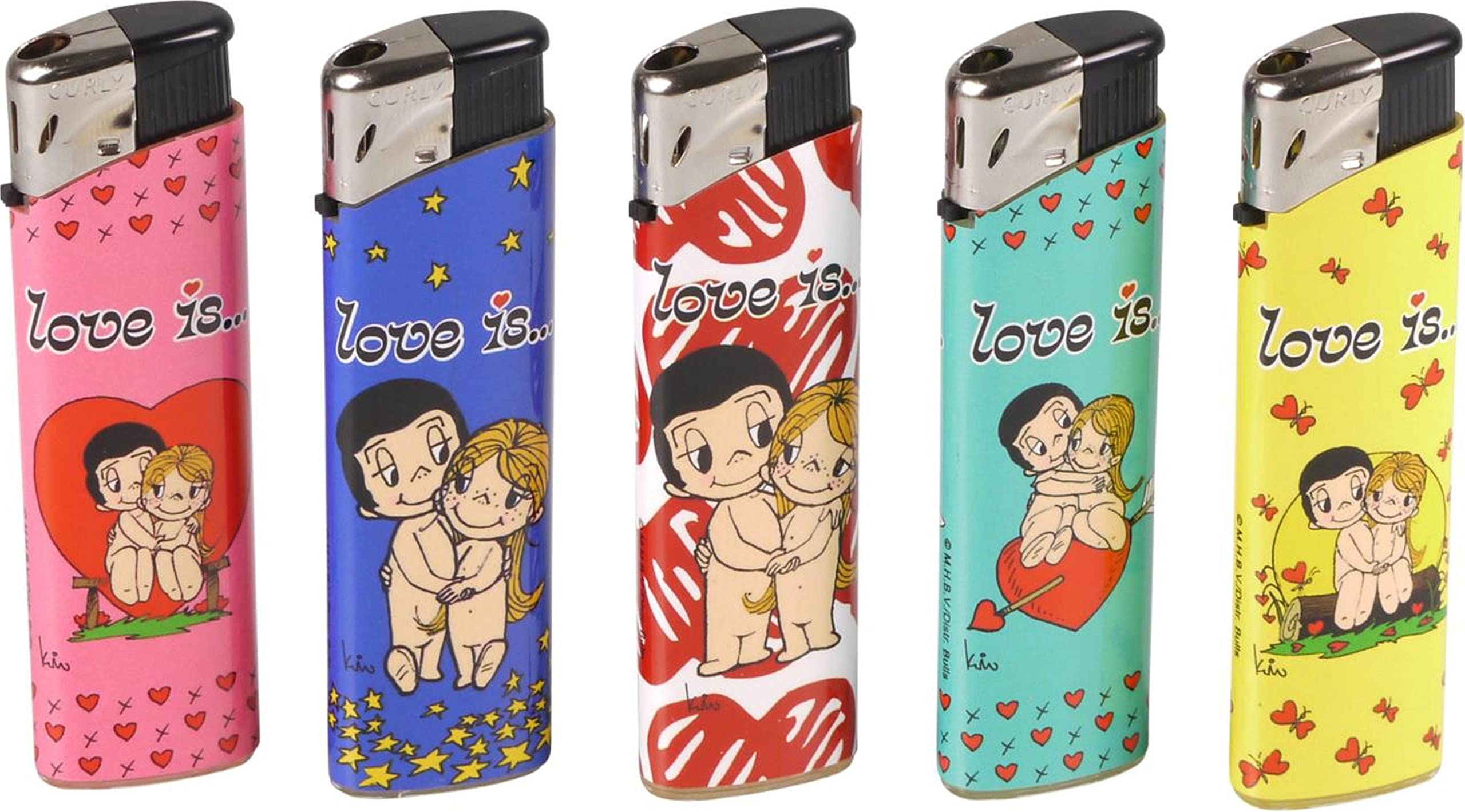 Simoneto Love is - Mechero desechable, plástico, encendido piezoeléctrico, 5 diseños por 10 unidades