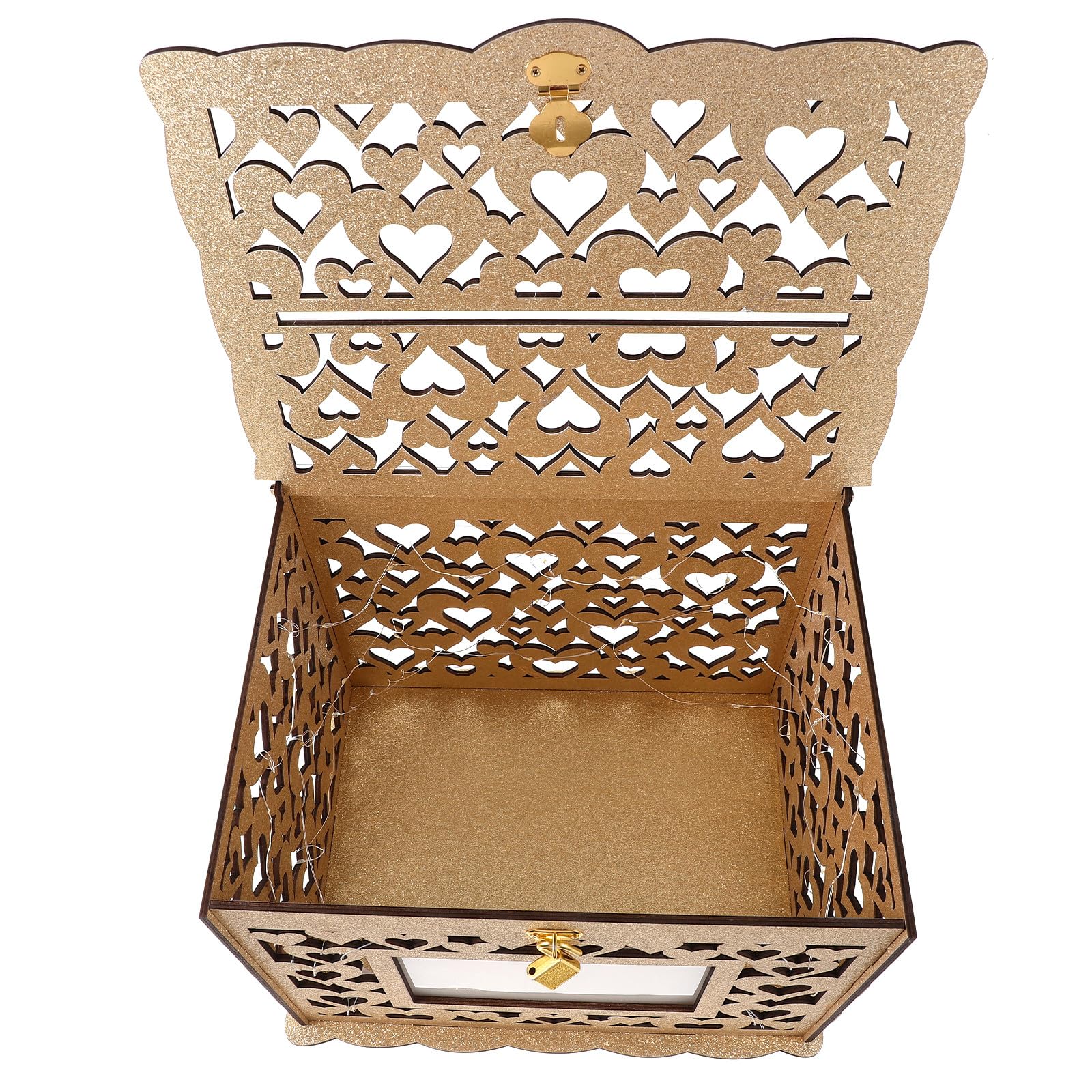 Hochzeitskartenbox mit Beleuchtung und Metall Elegante Goldene als Dekoration und Erinnerungen Bewahren bei Hochzeitsfeiern und Geburtstagen