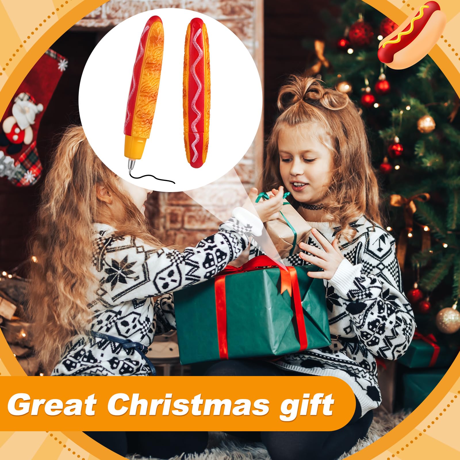 Sayglossy 4 Pcs Hot Dog Writing Pens 0.5 mm Cool Fast Food Fun Decorative Gifts for Christmas Birthday Party Office Desk Accessories