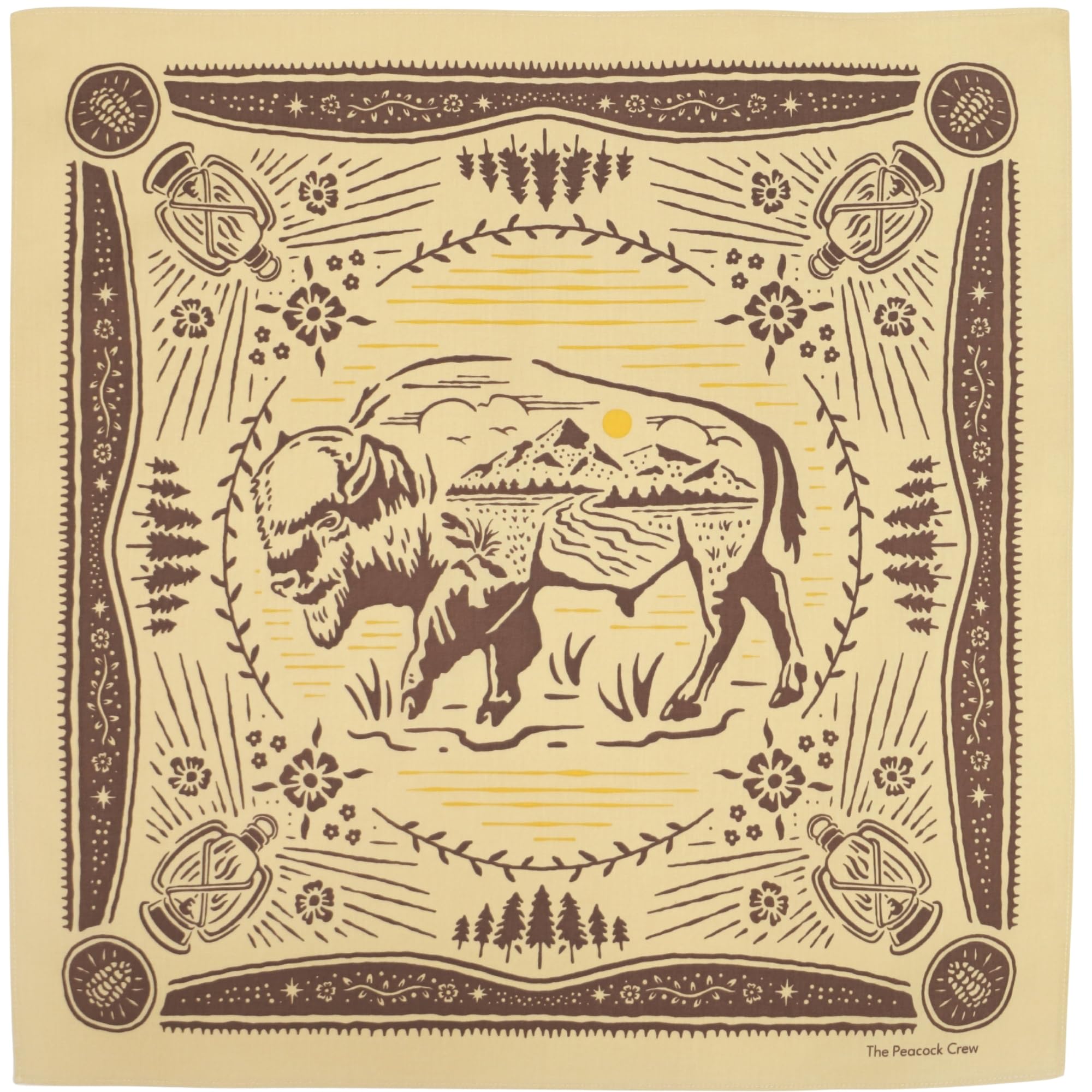 The Peacock Crew Premium Soft Cotton Designer Bandana for Men and Women 22x22 in
