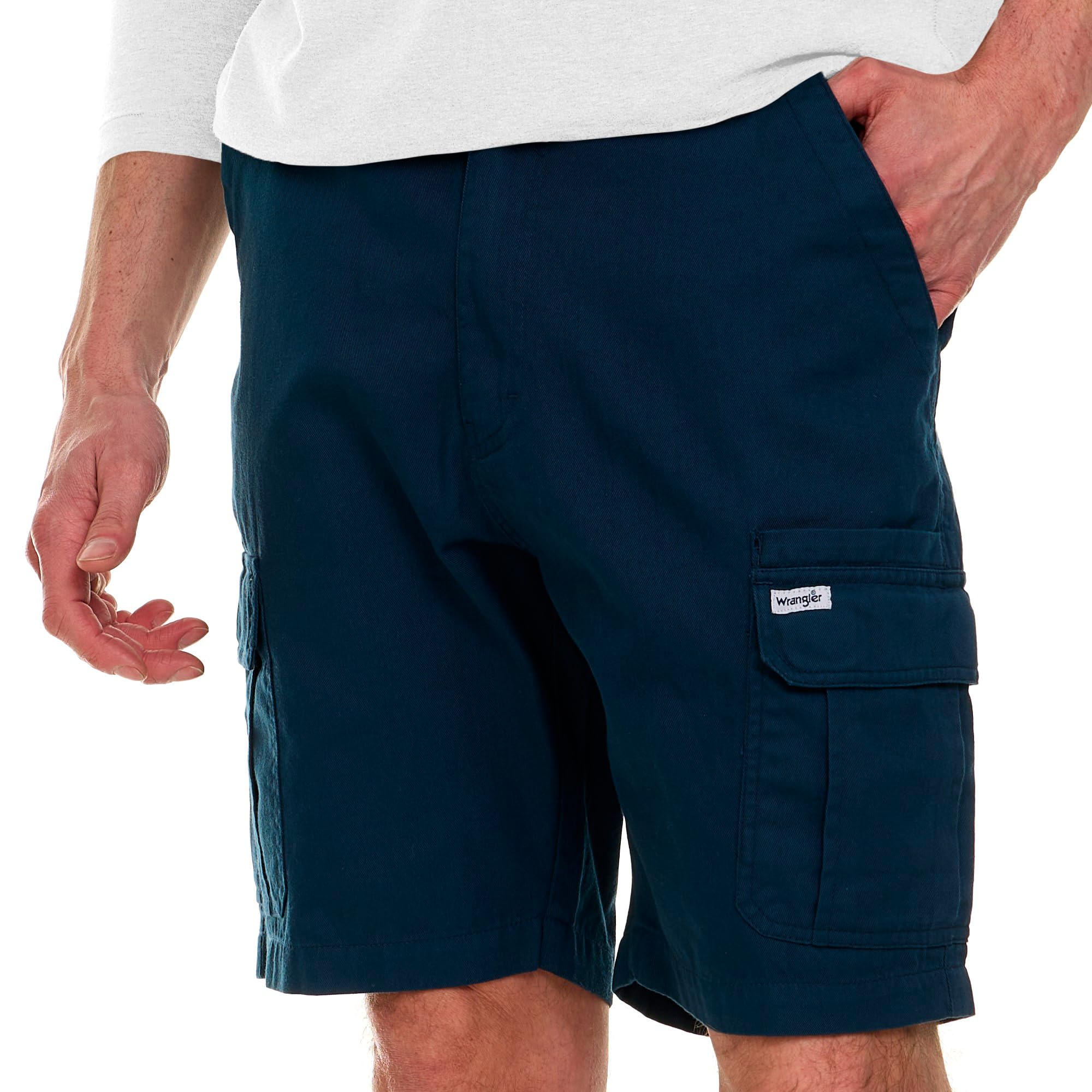 Wrangler Cargo Shorts for Men Big and Tall - Stretch Twill Casual Shorts Navy