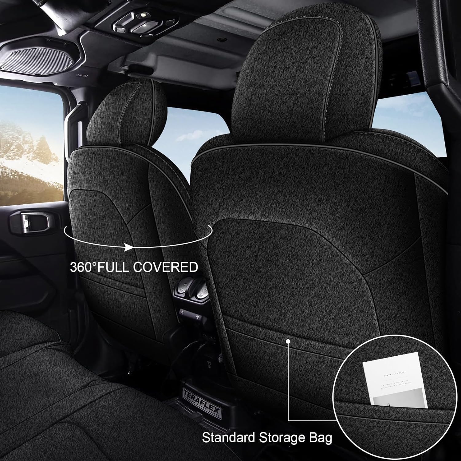 AOMSAZTO Housses de siège pour Jeep Wrangler 2 portes 2013-2018 – Ensemble complet de housses de siège avant et arrière