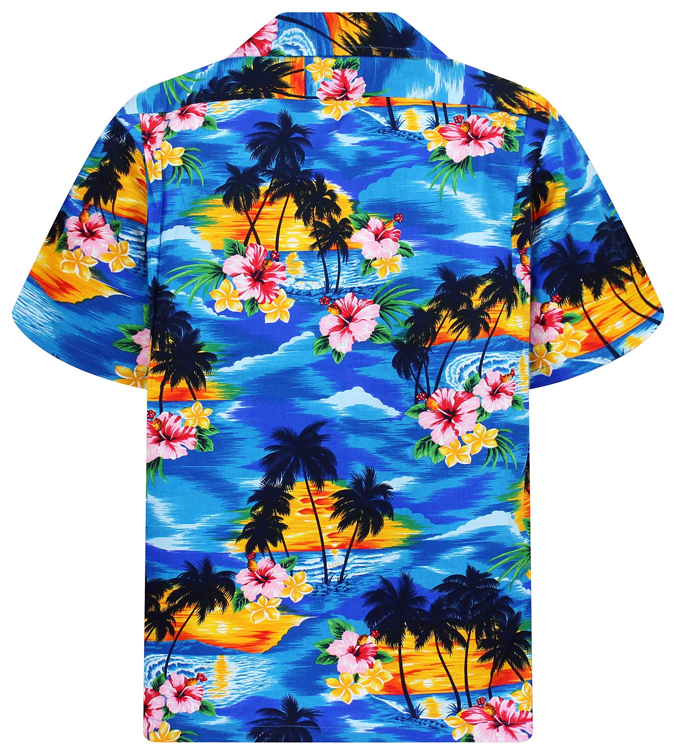 P.L.A. Pacific Legend Original Hawaiihemd Kurzarm Herren Kurzarm Button-Down Front-Tasche Hawaii-Print Rosa Blüte
