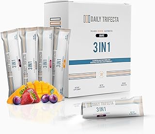 Daily Trifecta 3-in-1 Collagen, Creatine & Electrolyte Stick Packs | Type I Collagen, Creatine Monohydrate, Zero Sugar | 30 Natural Single-Serve Packets | Strength, Hydration & Recovery (Mango)