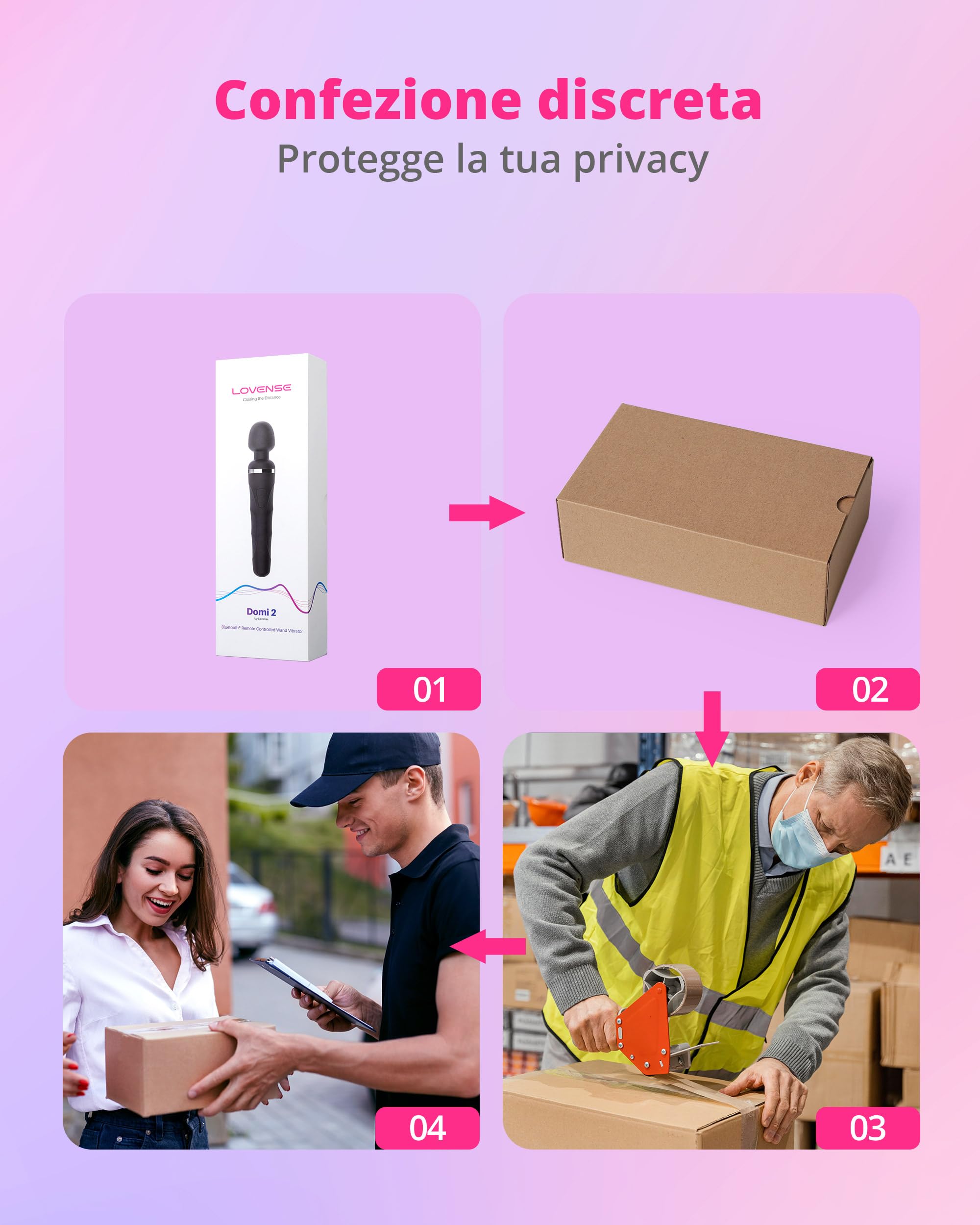 LOVENSE Domi 2 Vibratore a Distanza per Donna con APP Bluetooth, Massaggiatore a Bacchetta Ricaricabile, Vibrazione Personalizzabile per Coppie