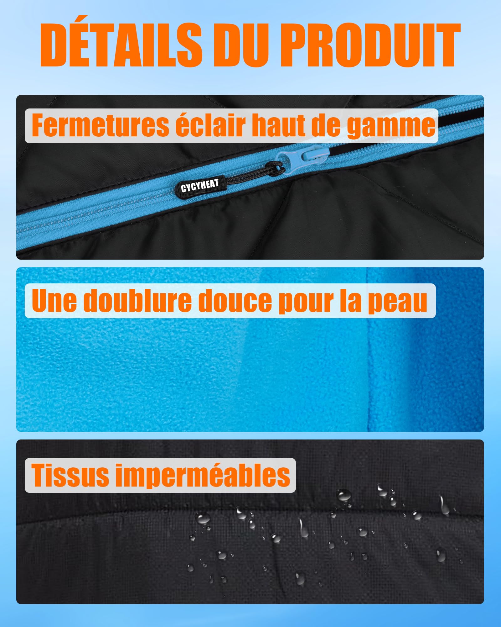 CYCYHEAT Gilet Chauffant Enfant avec Batterie 7,4V 10000mAh – Veste Chauffante Légère Matelassée pour Filles et Garçons avec Technologie de Chauffage Améliorée