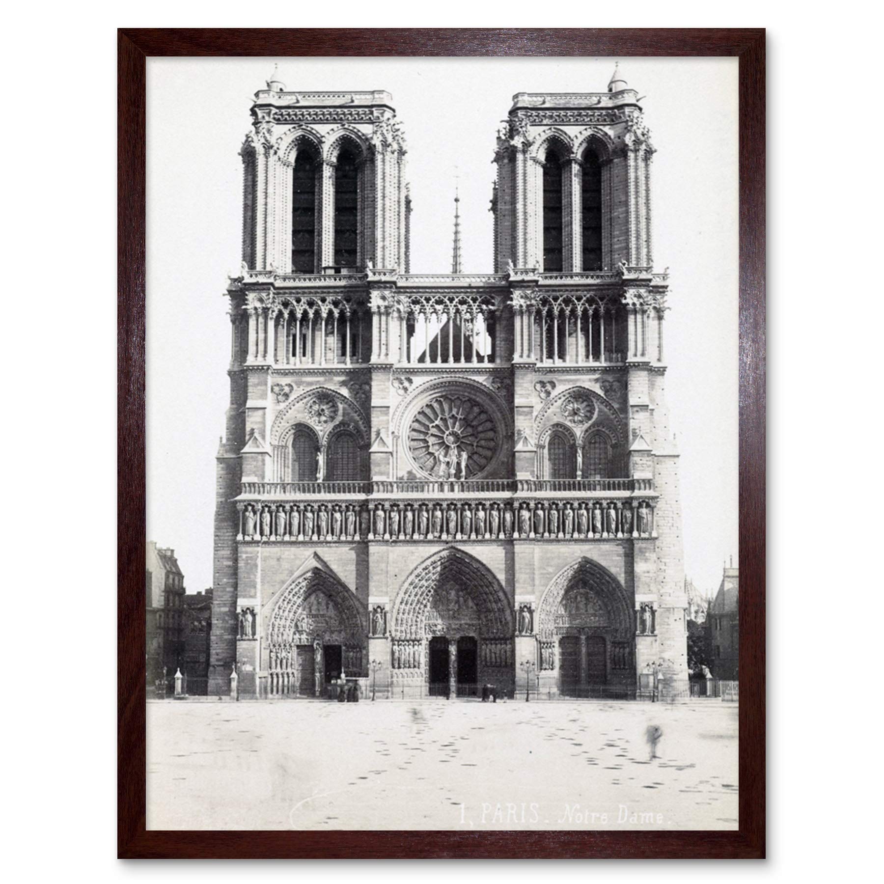Artery8 Notre Dame Paris France Vintage Photograph Art Print Framed Poster Wall Decor 12x16 inch