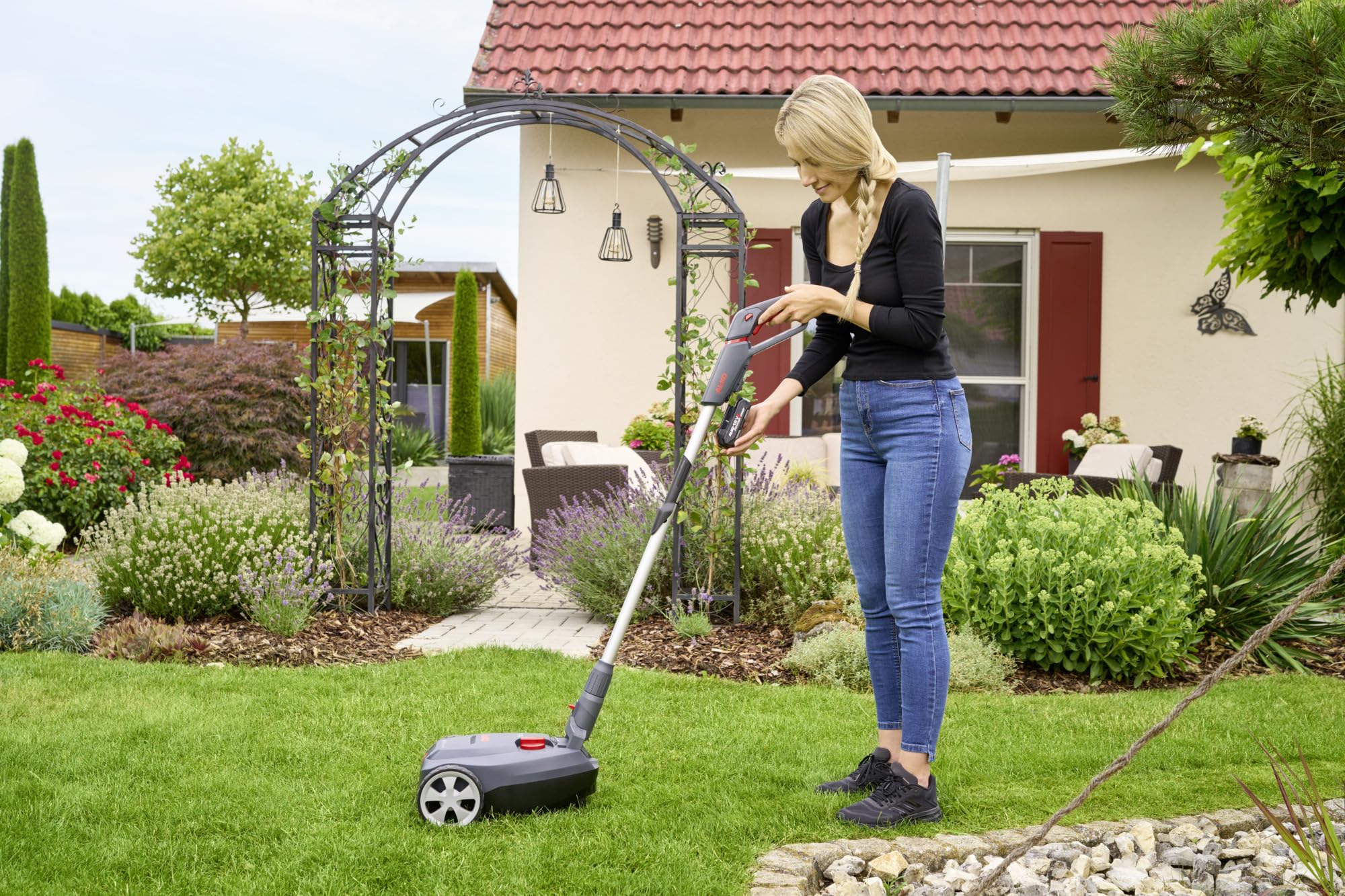 AL-KO Tosaerba a batteria 22,6 Li, larghezza di taglio 22 cm, altezza di taglio 3 livelli di altezza, manubrio 180°, per superfici tra 50 – 150 m², batteria e caricatore non inclusi