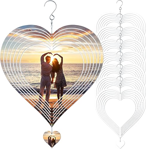 8 piezas de hilanderos de viento de sublimación en blanco de 10 pulgadas, hilanderos de viento de metal de aluminio 3D, decoración de jardín para