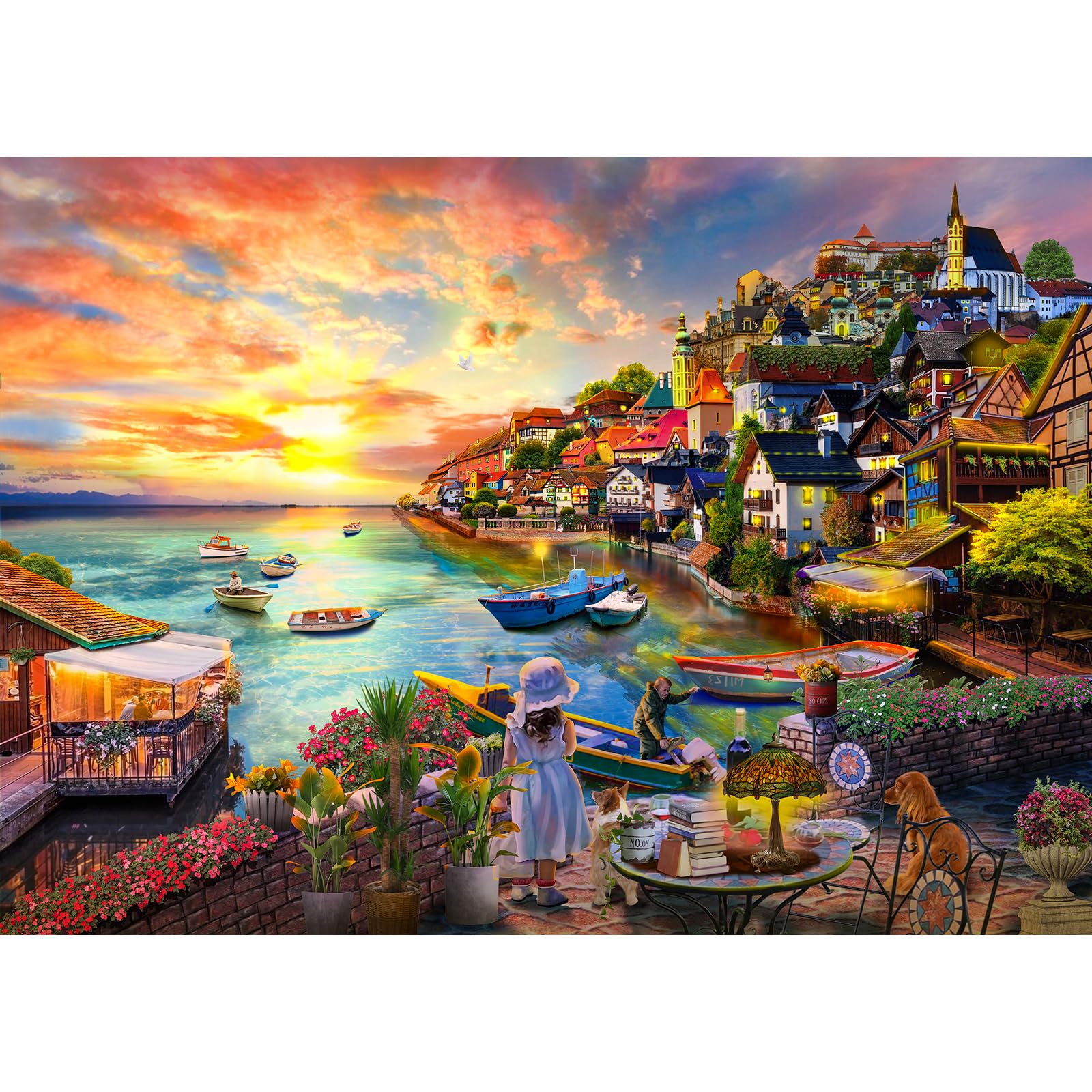 HUADADA Puzzle 1000 Piezas, Puzzle de 1000 Piezas, Puzzles para Adultos, Imposible Puzzle, Colores Variados, Regalo de Puzle, Rompecabezas 1000 Piezas para Adultos y Niños, Chica en la Playa, 70x50cm