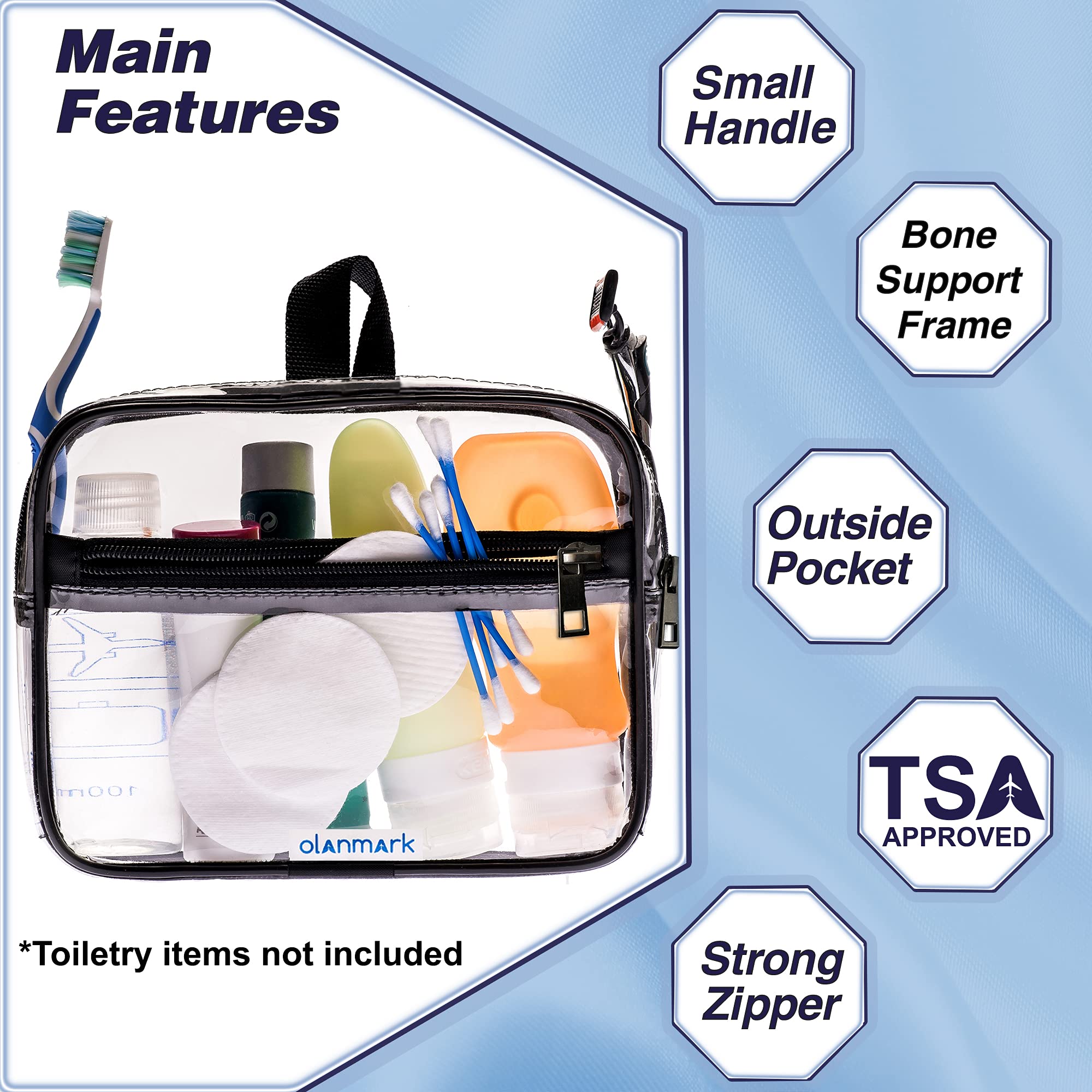 TSA Approved Toiletry Bag 311 Clear Travel Cosmetic Bag with Handle
