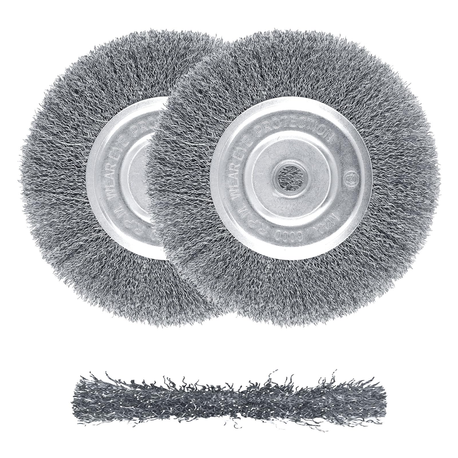 ZORUNNA 2Pcs 6 Inch Wire Wheel for Bench Grinder - ZORUNNA Wire Brush for Grinder, Fits 1/2" and 5/8" Arbor(0.0085Inch Wire Size), Efficiently Polish