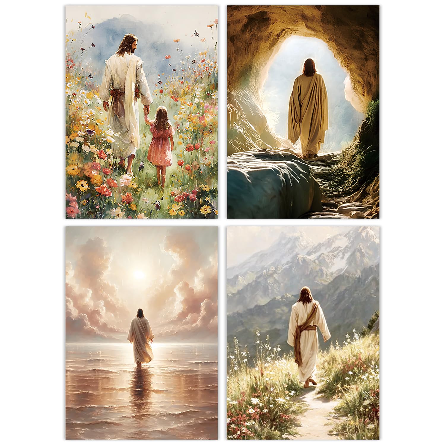 Jesus Diamond Art Kits for Adults - Full Drill Jesus Walking on Ocean Beach Christian Diamond Painting, 5D Gem Art Canvas Set Religious Christ Holiday Gifts for Women (4 Sheets)-image-31