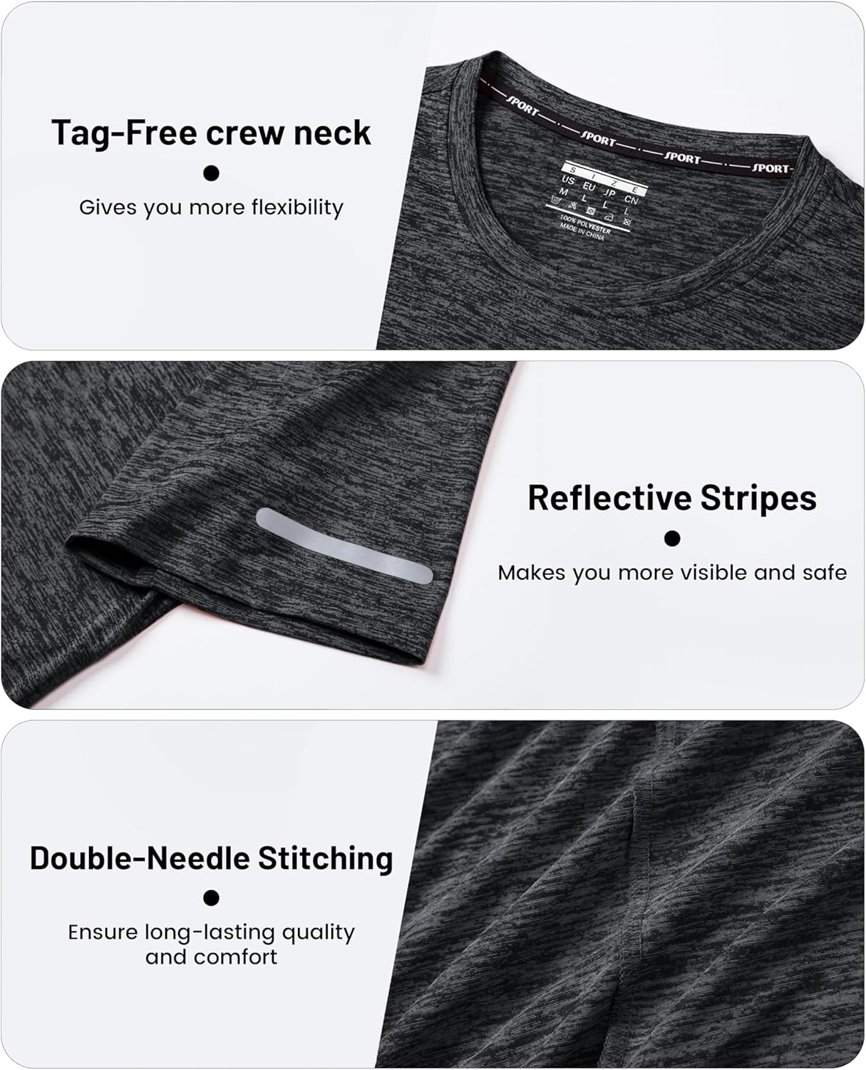 MAGCOMSEN Men's Workout T Shirts Athletic Short Sleeve Crew Neck Tee Lightweight Dry Fit Running Gym Shirts - Image 6