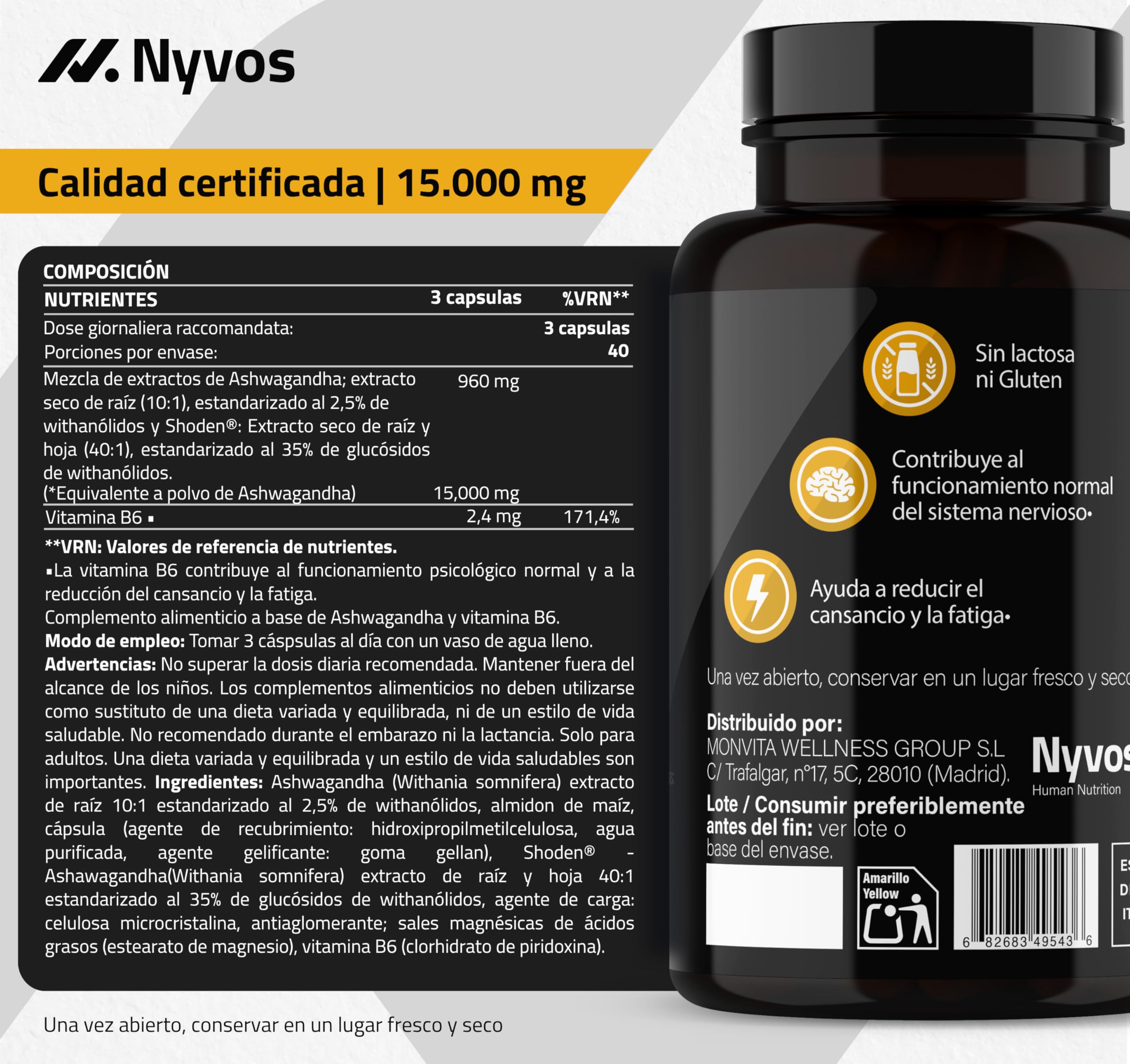 Ashwagandha Shoden Ultra® 35% Withanólidos – 15.000 mg equivalentes | 7x más concentrado que Ashwagandha KSM-66 | Apoyo a la concentración, sueño profundo, bienestar general y energía | 120 cápsulas