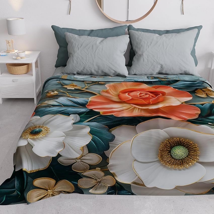 PETTI Artigiani Italiani - Telo Arredo Copridivano Copritutto in Microfibra 180x270 cm, Fantasia Floreale 05 18 | Multiuso per Divani, Copriletto e Copritavolo | Telo Protettivo Lavabile