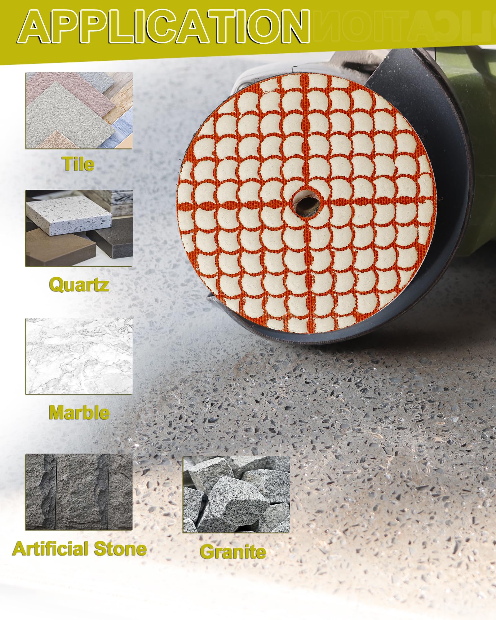 Dischi Diamantati per Lucidatura - 100mm 8pezzi Grana 30 Tamponi Diamantati per Lucidatura Diamante Lucidatura Pad per Granito Marmo Quarzo Pietra Artificiale per Smerigliatrice Angolare