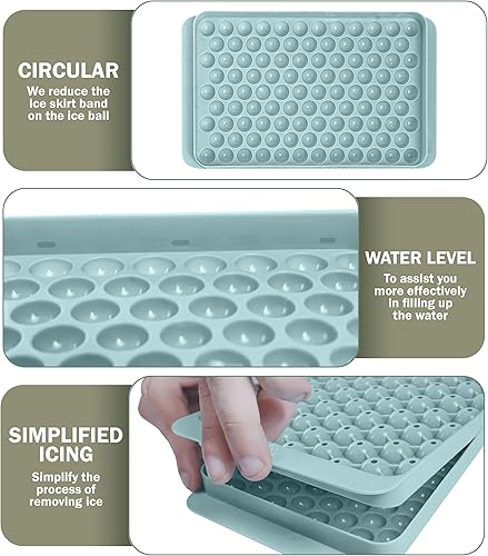 Miniatura 6 de CKE - Mini bandeja para cubitos de hielo, paquete de 4 bandejas redondas para moldes de hielo, 104 cubos de guijarros pequeños, bandeja de hielo