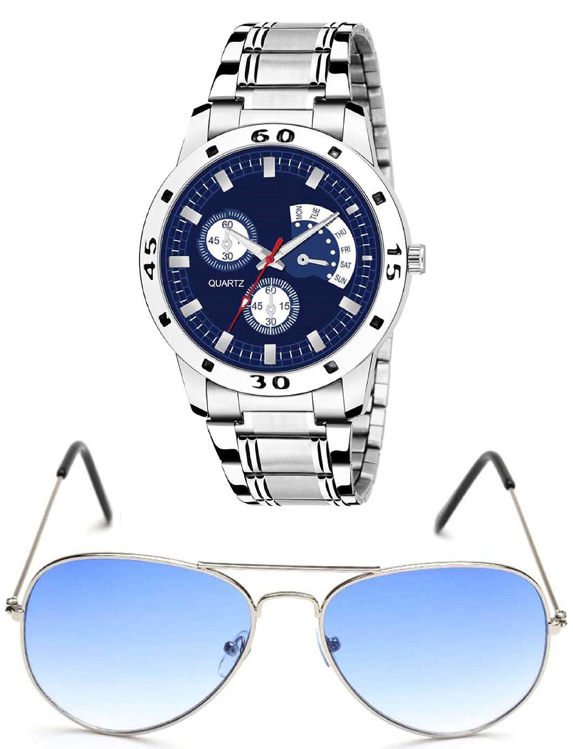 BID Silver Watch & Sunglass Combo Analogue Boys Watch(Blue Dial Silver Colored Strap)-Y043 (B08NSH1CGC) Amazon Price History, Amazon Price Tracker