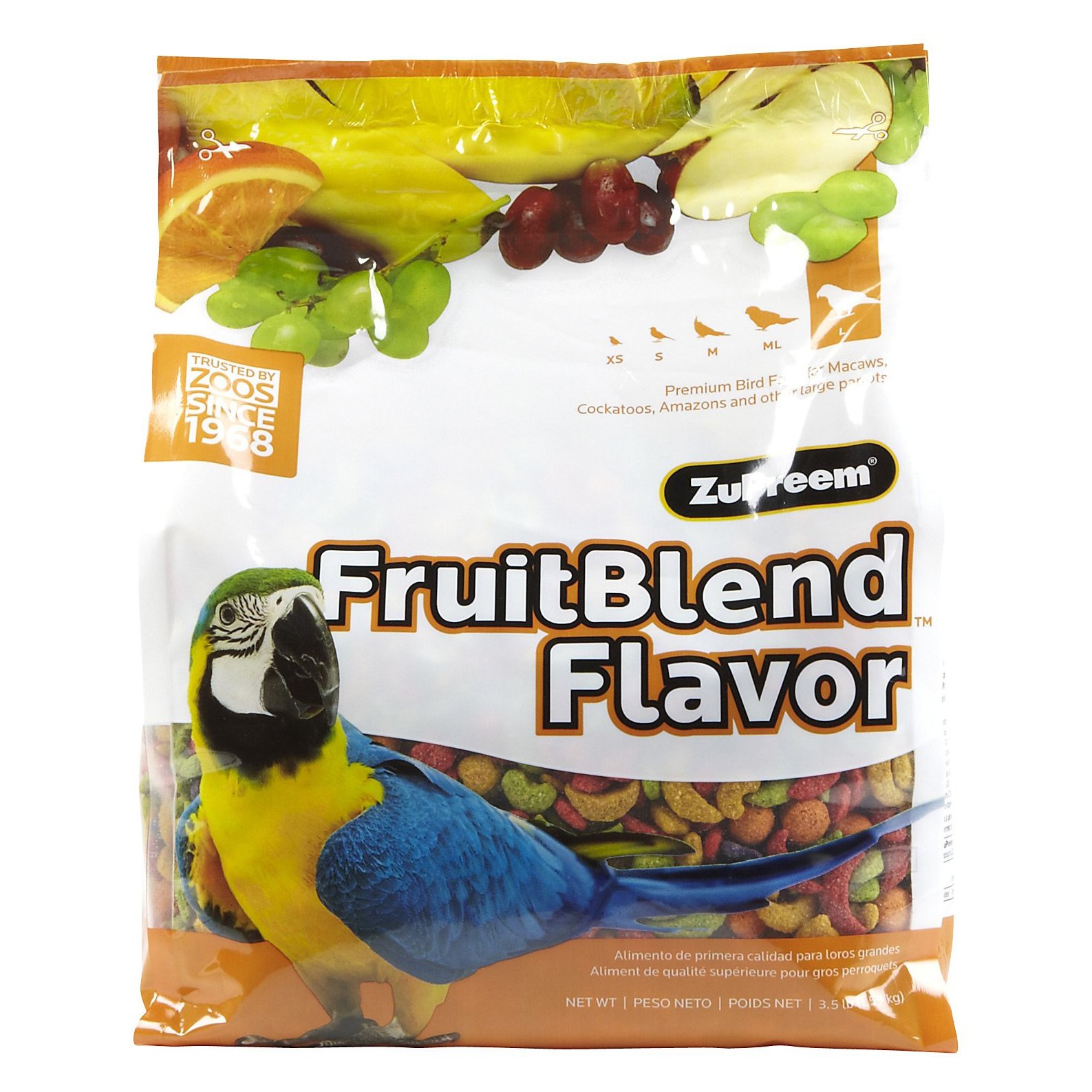 Zupreem Fruitblend Flavor Pellets Bird Food For Large Birds, 3.5 Lb Bag Powerful Made In The Usa, Naturally Flavored Amazons, Macaws, Cockatoos 84030, Pound (Pack Of 1)