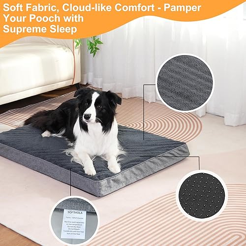 Miniatura 2 de Cama ortopédica para perros grandes y medianos, alfombrilla para perro con funda extraíble lavable y parte inferior antideslizante, cama de espuma