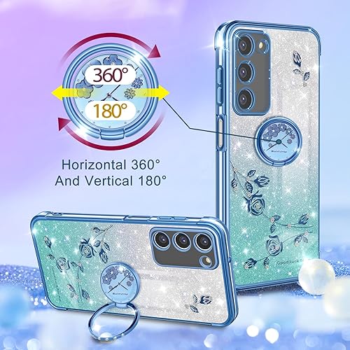 Miniatura 3 de Coralogo Funda 3 en 1 para teléfono Samsung Galaxy A03S con purpurina brillante para mujeres y niñas, cubierta brillante con bonito diseño floral de