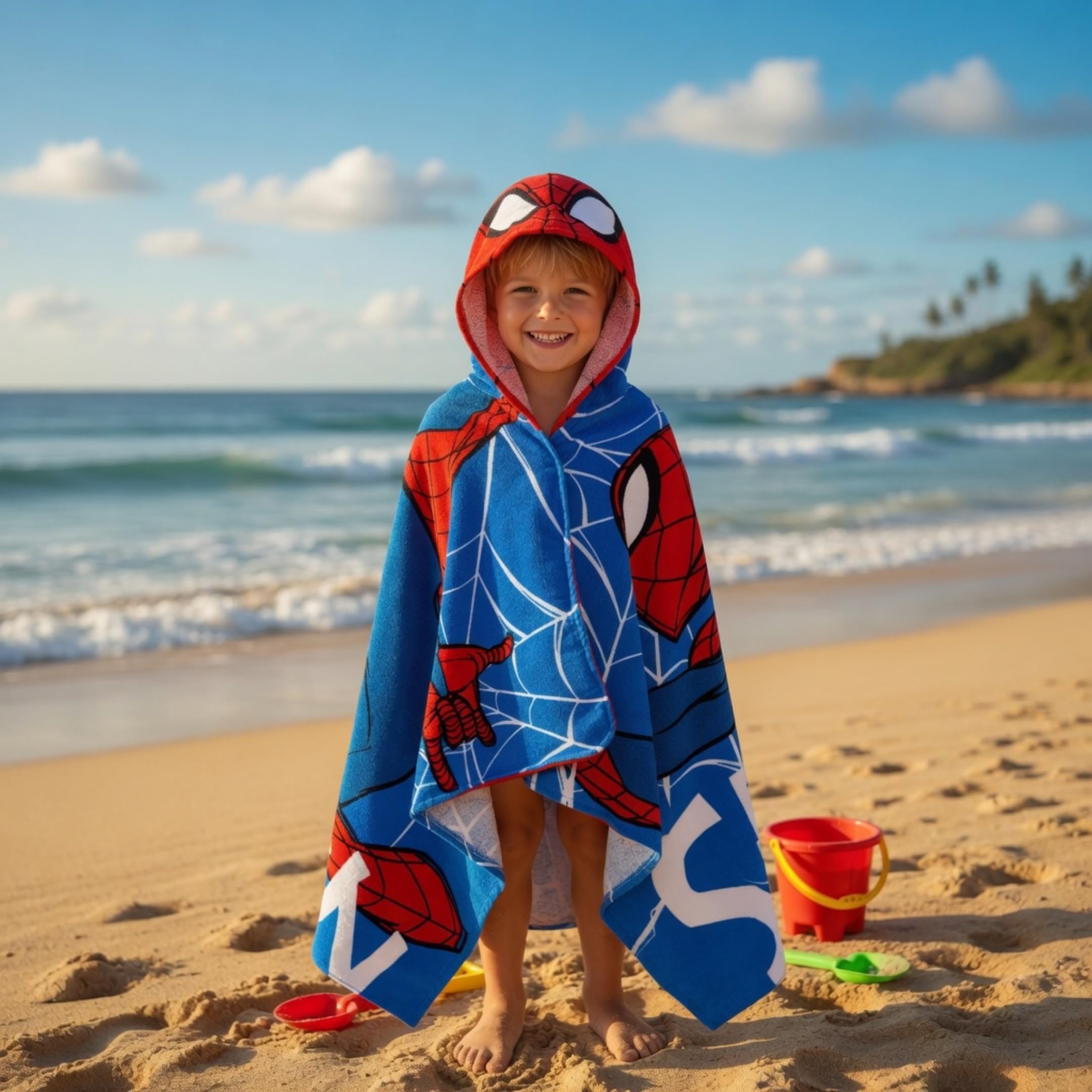 Spider-Man Ręcznik z kapturem 100% bawełna odzież Avengers ponczo dla dzieci ręcznik plażowy do pływania owinąć chłopcy sukienka do przewijania