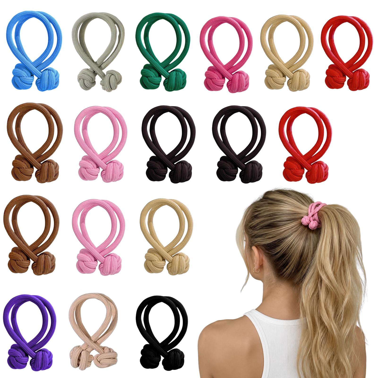 17 Pcs Rubber Band for Hair Knot Stretchy Hair Accessories for Woman | Highly Elastic and Durable Hair Ties, Comfortable and Not Too Tight on The Scalp, Versatile Design, Simple and Atmospheric-image-46