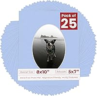 Vista 124 de Tapete de 8 x 10 pulgadas, corte biselado para fotos de 5 x 7 pulgadas, con apertura de tablero de fotos ovalado blanco precortado, sin ácidos, mate