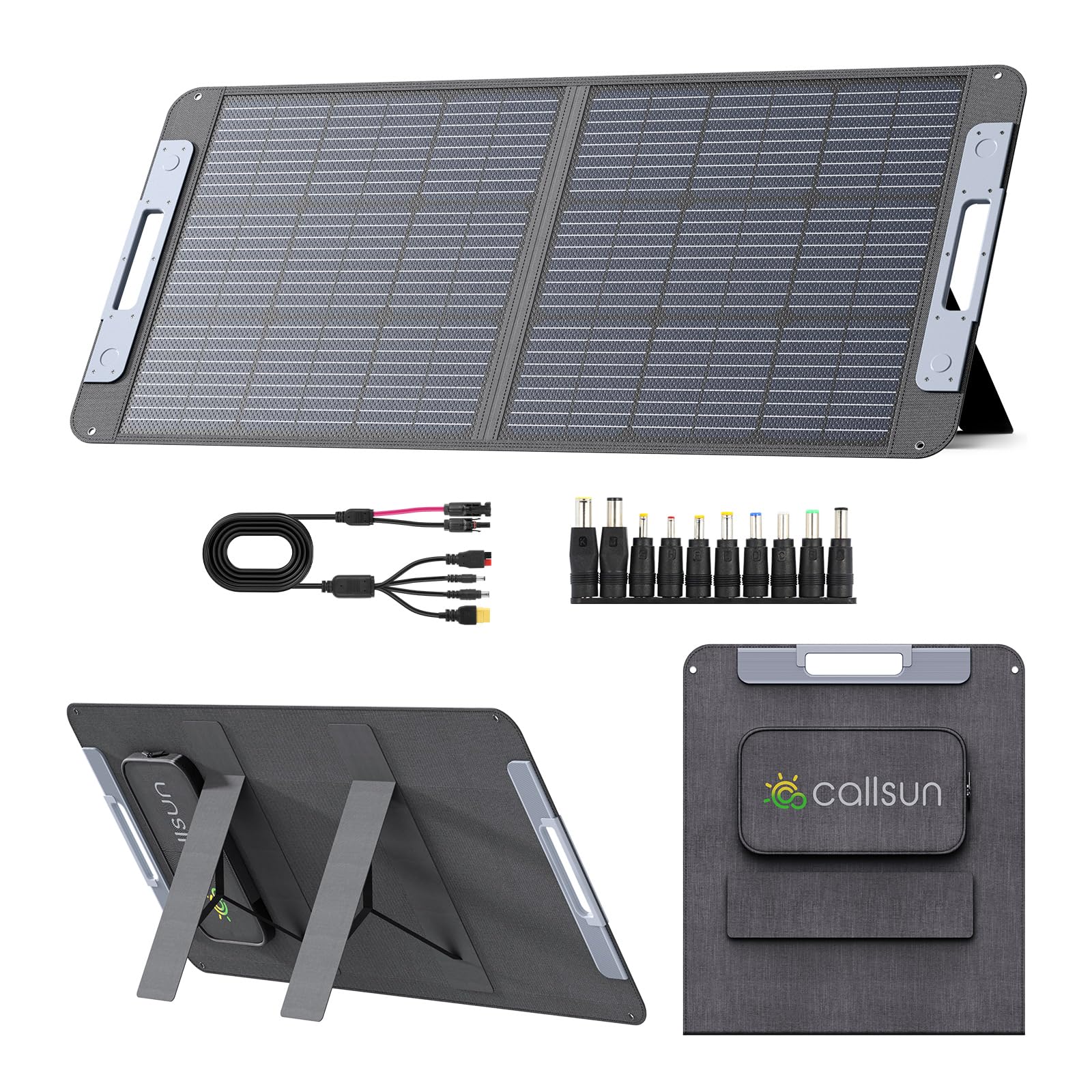100W Portable Solar Panel for Power Station, Foldable Solar Panel 20V 100 Watt Monocrystalline Foldable Solar Charger with QC3.0 USB-A & Type-C Output Connector for RVs Camping Blackout