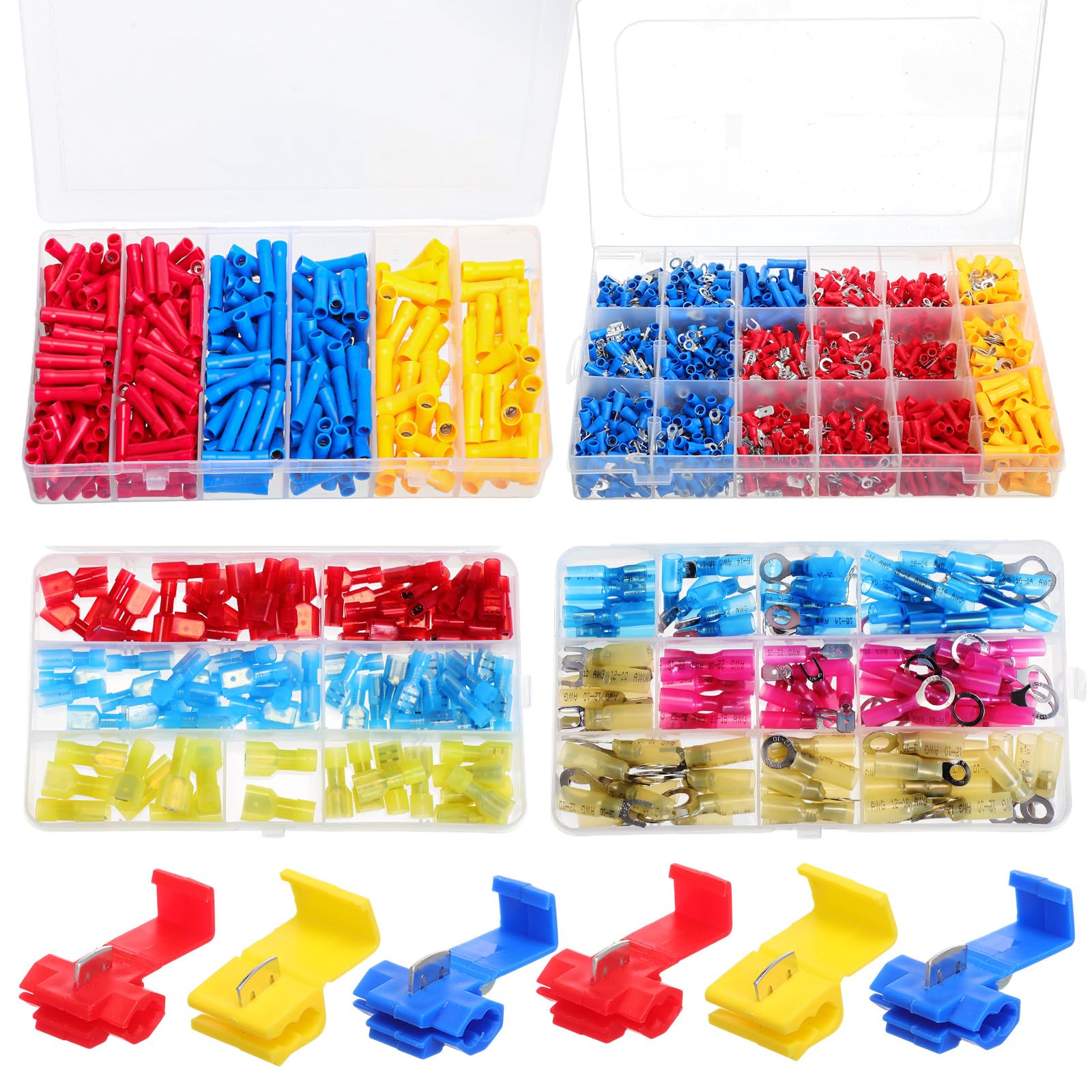 100/500-Piece Heat Shrink Wire Connector Kit - Solderless Crimp Terminals, Waterproof IP67